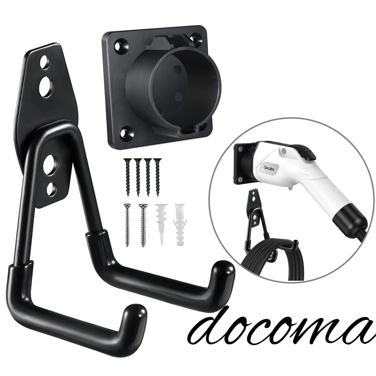 [Free Shipping] Electric Vehicle Charger Cable Holder EV Cable Storage with Hook Plug Nozzle Holster Dock SAE J1772 EV Charger