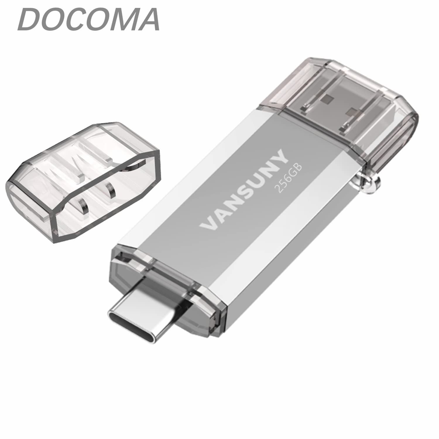 乐天商城 - 【送料無料】Vansuny USBメモリ Type-C 256GB 高速転送データ USBフラッシュドライブ 2in1 OTG USB 3.0 + USB Cメモリスティック デュアル タイプC 256ギガ 大容量 (銀)