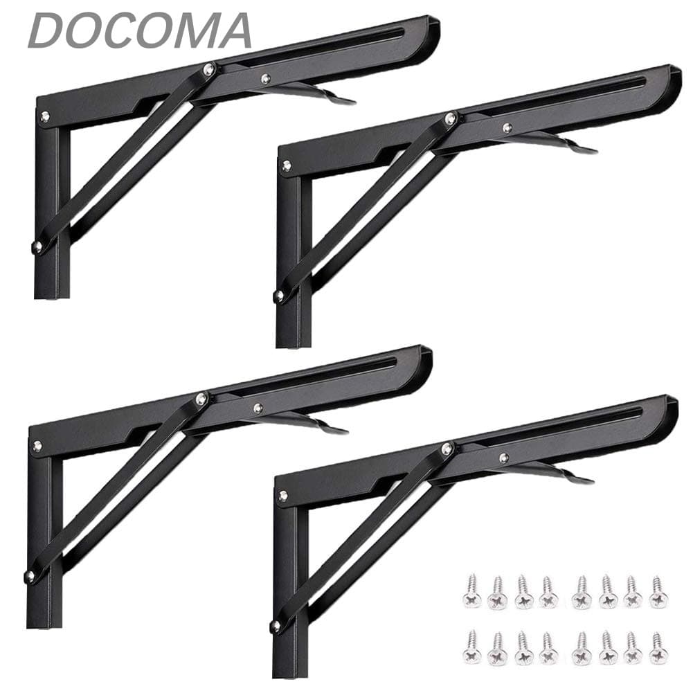 樂天商城 - 【送料無料】4本セット 300cm 棚受け金具 棚支え L字型 アイアンブラケット 棚づくりDIY可能 冷間圧延鋼 折畳みテーブルヒンジ 壁掛けテーブル(ブラック)