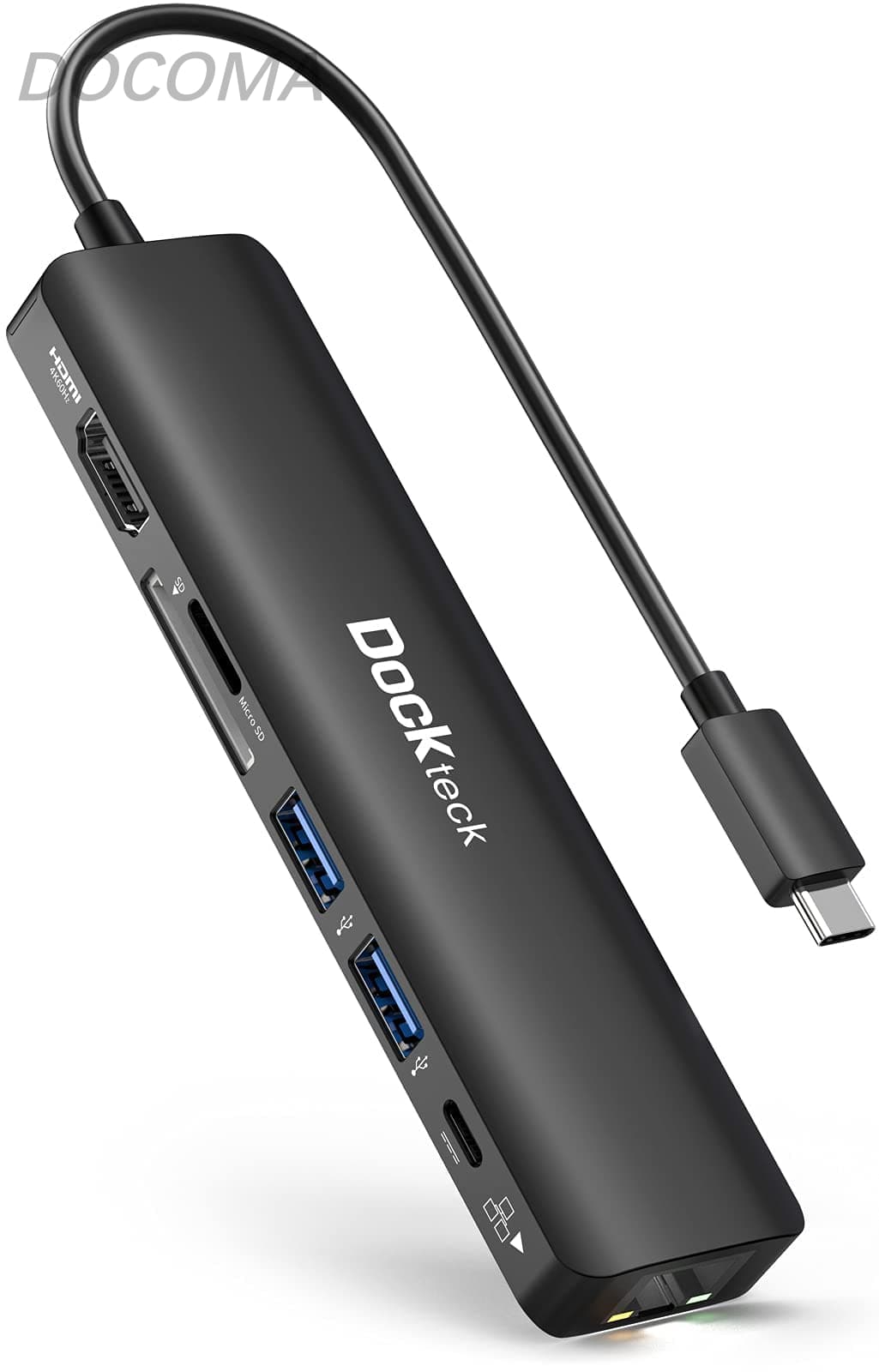 【送料無料】C ハブ アダプタ Dockteck 7-in-1 Type c ハブ Lan イーサネットハブドングル 4K 60Hz HDMIポート 1Gbpsイーサネットポート 100W PDポート 2つのUSB3.0ポート SD/Micro SDスロットポート MacBook Air/Pro M1 2020、iPad Pro 2021/Air2020などに対応