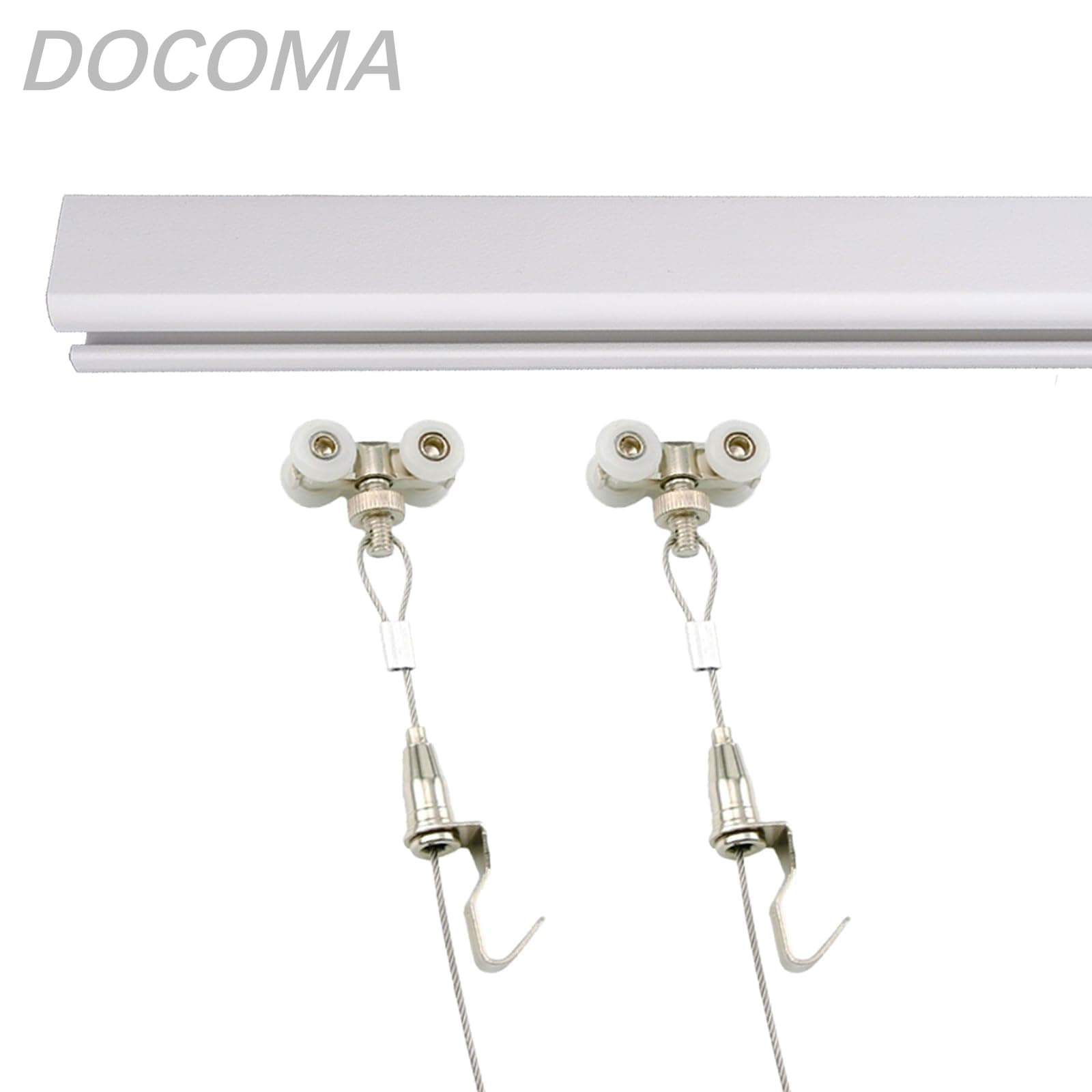 乐天商城 - 【送料無料】ピクチャーレール U型 1m-2m ピクチャーレール + ステンレス鋼 ワイヤー 展示用 額縁 絵画 クリックレール 天井面用/ホワイト (1m)