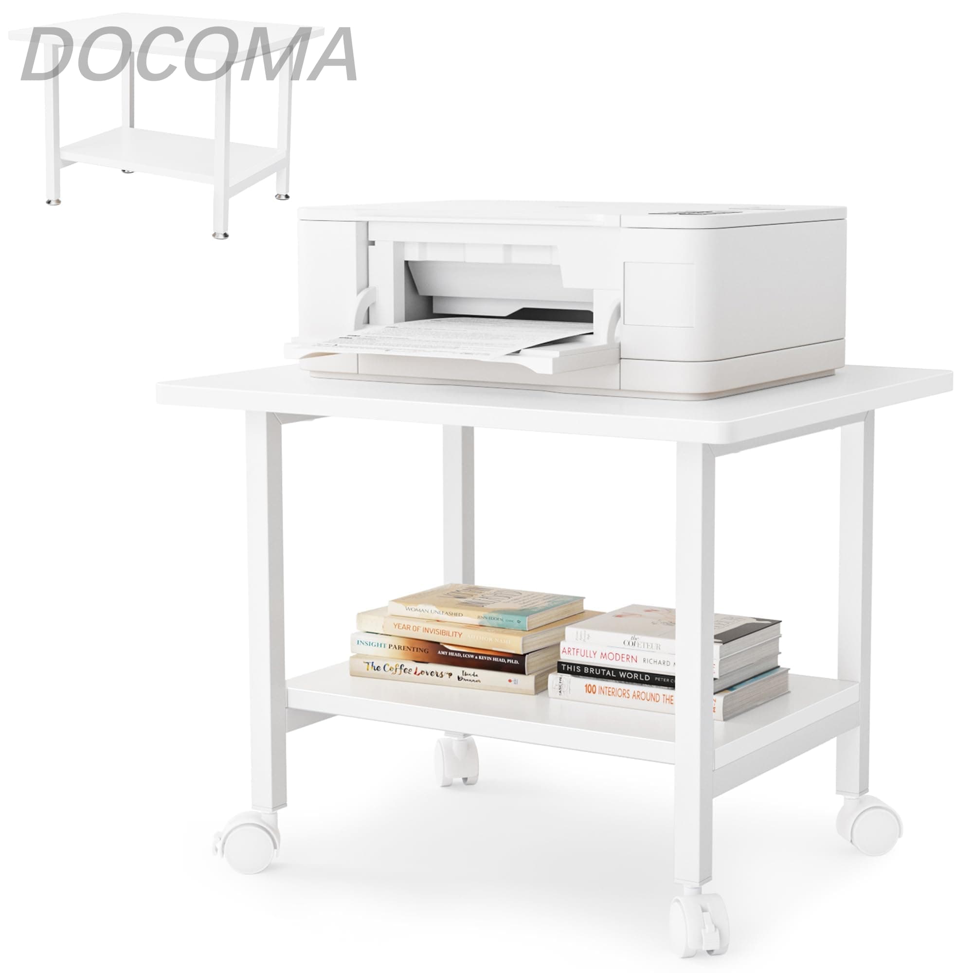樂天商城 - 【送料無料】DEWEL プリンター台 2段 キャスター付き 幅48×奥行40×高さ37cm プリンターラック 卓上 デスク下 収納 木製 総耐荷重30kg アジャスター付き コピー機台 コピー機置き台 複合機台 プリンタ台 ファックス台