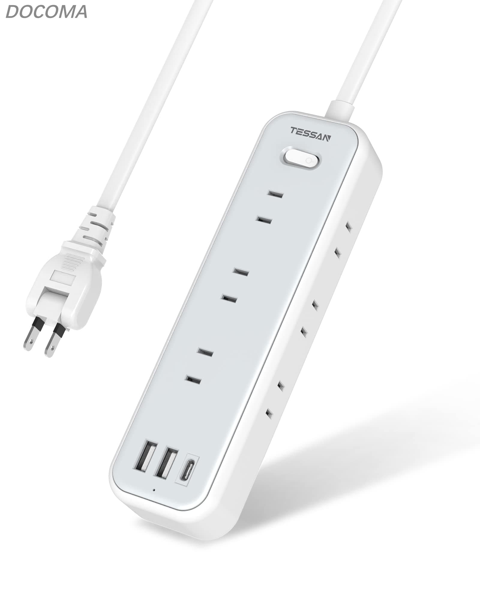 Rakuten - 【送料無料】延長コード 2m 電源タップ usb たこあしコンセント テーブルタップ 9個AC口 2個type-Aポート 1個USB-Cポート電源コード type-c OA タコ足配線 マルチ 一括スイッチ付き 壁掛け 卓上 隙間 おしゃれ