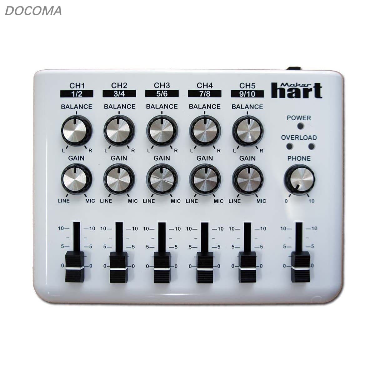 hart Loop Mixer 5チャンネルステレオ音声ミキサー (白い シンプル)