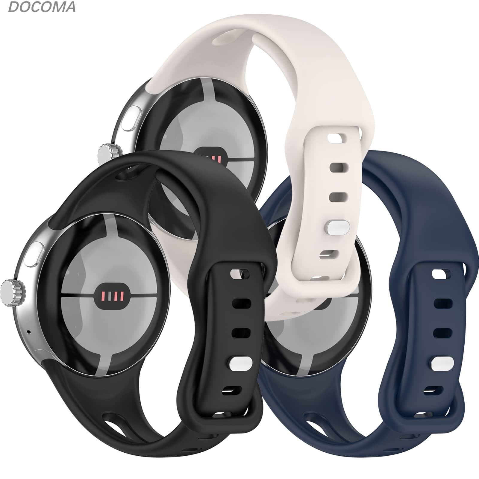 【送料無料】3点セット|細タイプ 対応Google Pixel Watchシリコンバンド Google グーグルPixel Watch向けのTPUバンド シリコン 快適なデザイン シンプル 簡単取付 Pixel Watchウォッチ 対応バンド(スターライト＋ダックブルー＋ブラック)