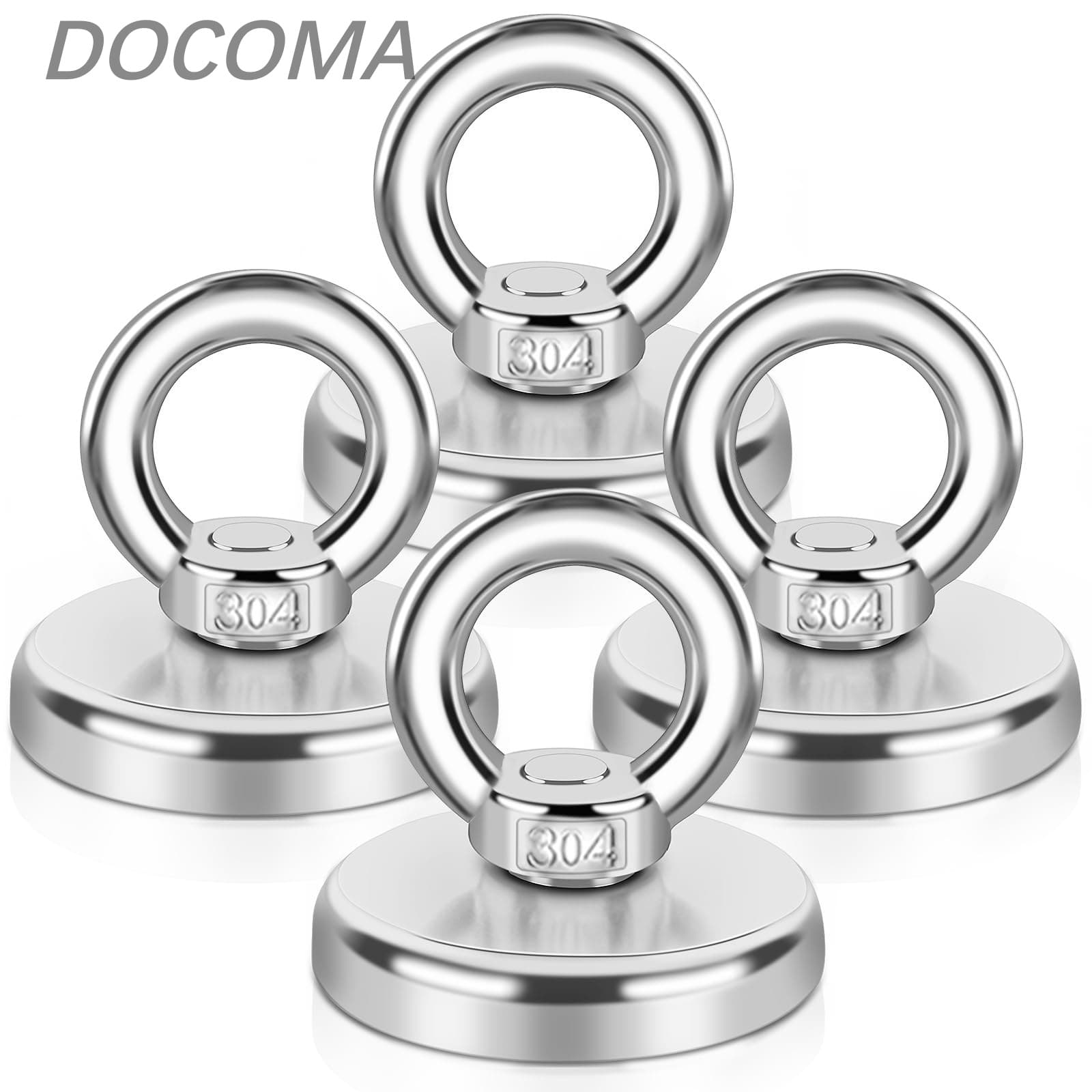 Rakuten - 【送料無料】マグネットフック 4個セット 強力 磁石 フック 直径48MM 垂直負荷重70KG 超強磁力フック ネオジム磁石 防水耐食性 サルベージ用 キッチン収納フック 引き揚げ オーニング 壁掛け 浴室 戸外 倉庫用