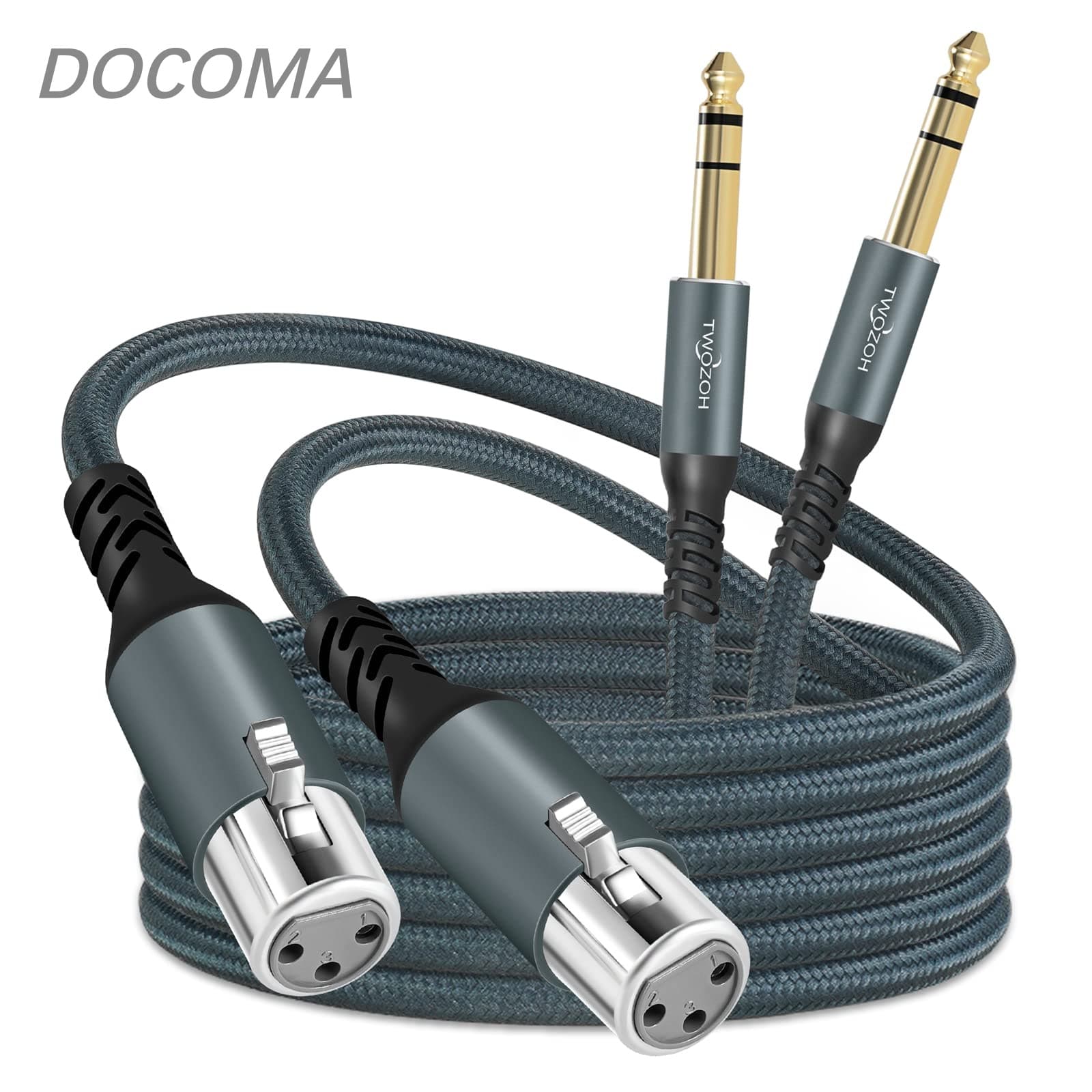 メス→1/4インチ(6.35mm) TRSケーブル 10M 2本入り 編組クォーターインチステレオジャック XLRマイクケーブル (Profesional/Hifi)