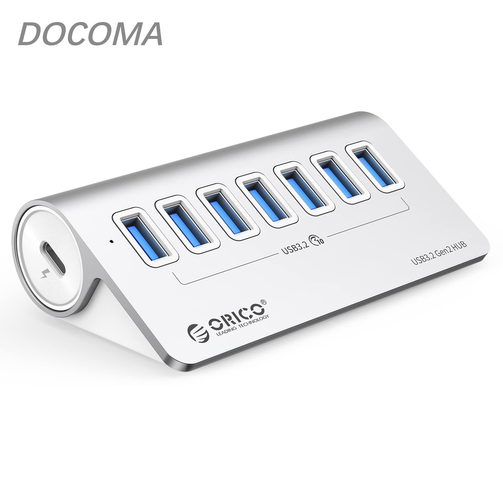 Rakuten - 【送料無料】ハブ USB3.2 7ポート 10Gbps高速転送 セルフパワー/バスパワー両対応 50cmケーブルと変換アダプタ付き USB C/USB Aデバイス両対応 Windows/Linux/Mac OS/Android等OS