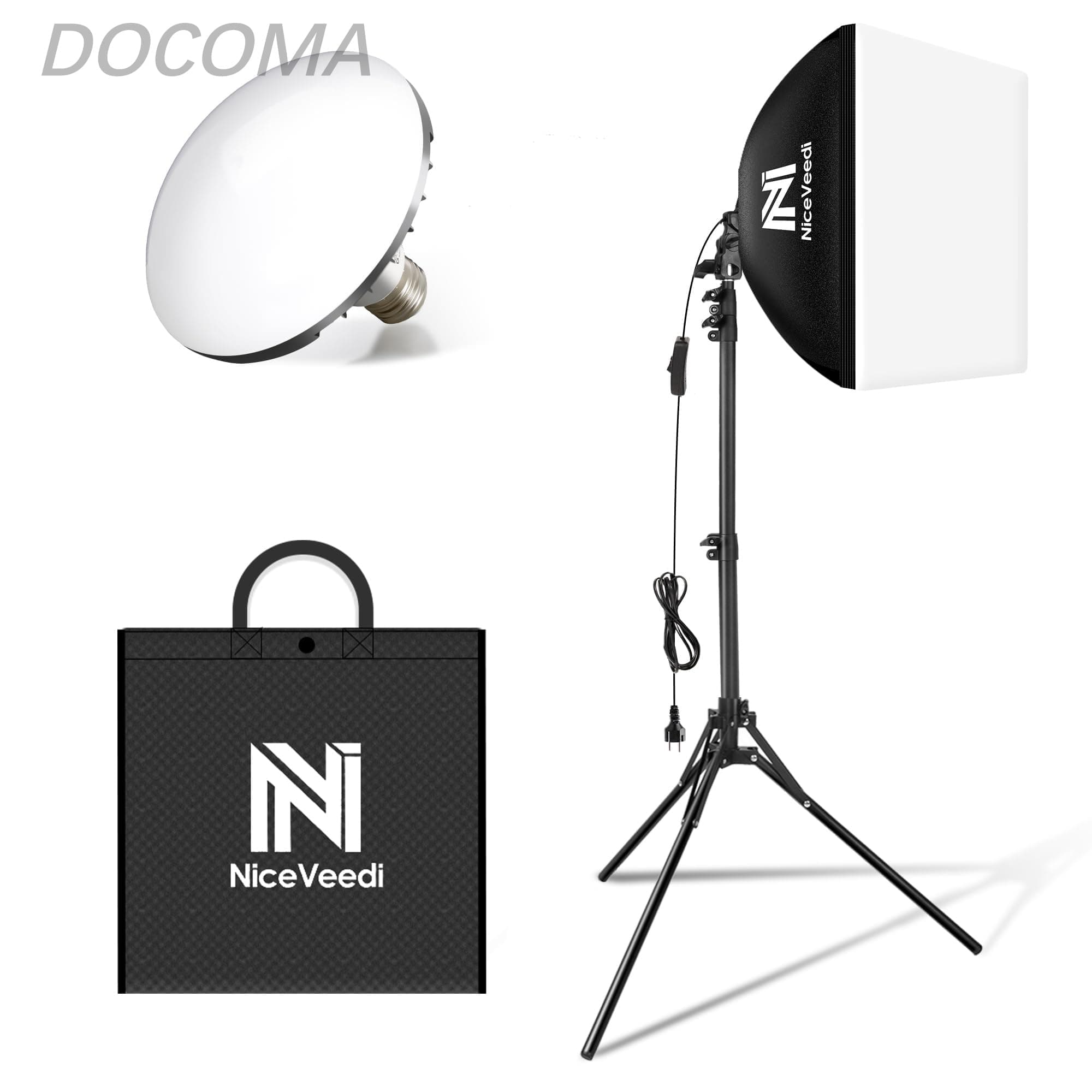 Rakuten - 【送料無料】写真撮影ソフトボックス 40x40cmライトボックス LED 撮影用照明キッ 160cm調整可能三脚付き 5400K 写真照明用セット 折り畳み式スタジオ照明キット 収納バッグ付き