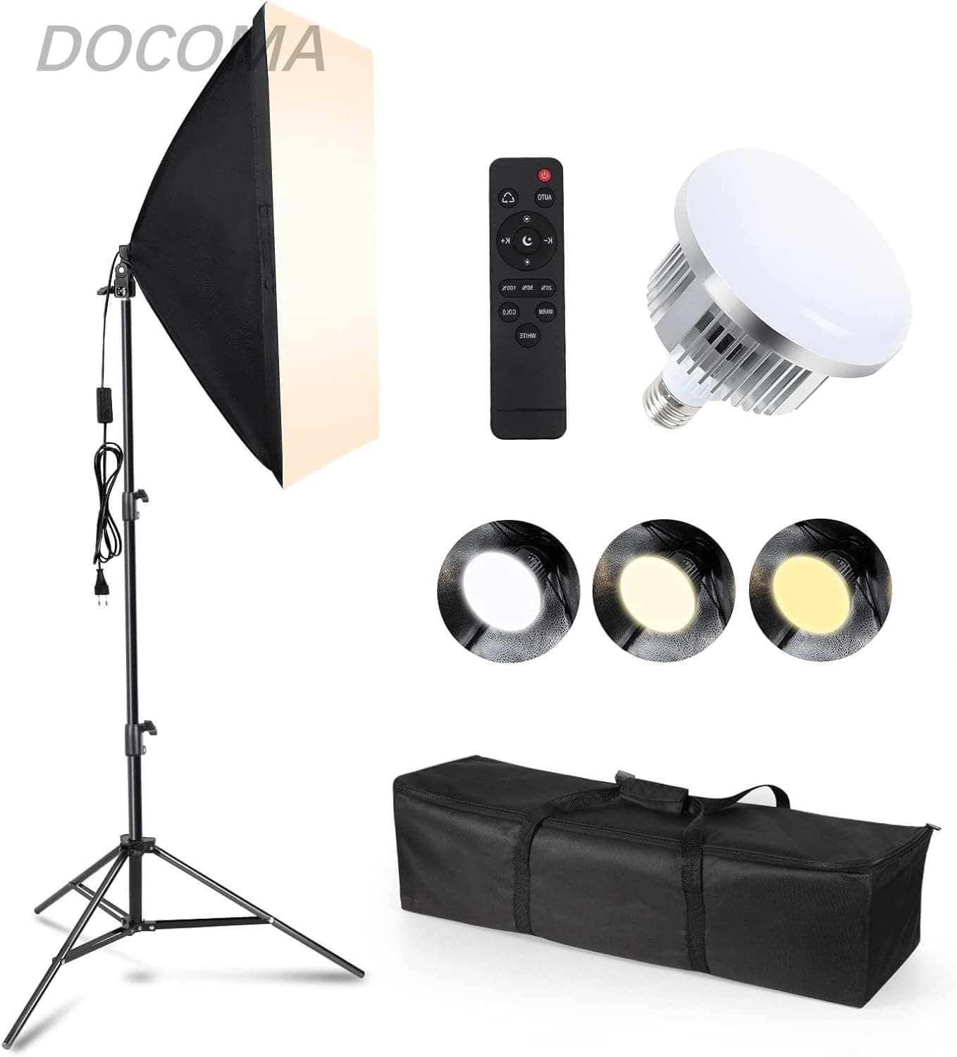 Rakuten - 【送料無料】新登場撮影用ライト】写真撮影ソフトボックス 50x70cm 照明キット 遠隔操作 3色ライトモード 2800K-6000K 撮影用照明 写真照明用セット 三脚付き 調整可能スタンド