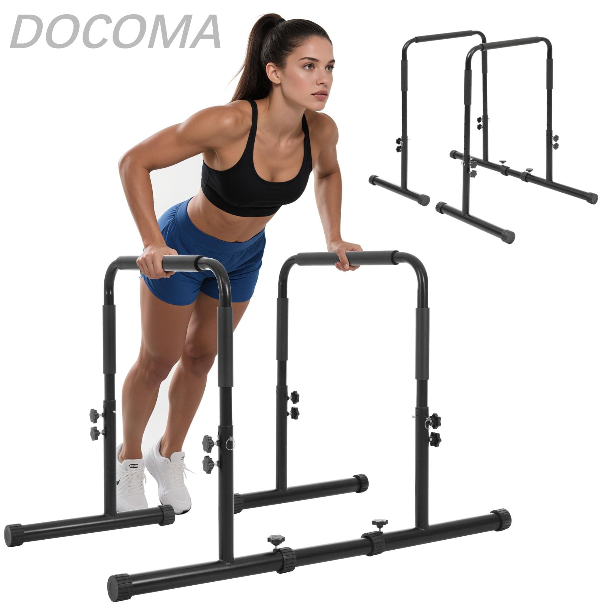 Rakuten - 【送料無料】ディップススタンド 耐荷重200kg 4段階高さ調節 分離式 腕立て伏せバー 自重 筋トレ セーフティーコネクター付 腹筋 胸筋 腕 背中 筋肉強化 筋力 全身トレーニング