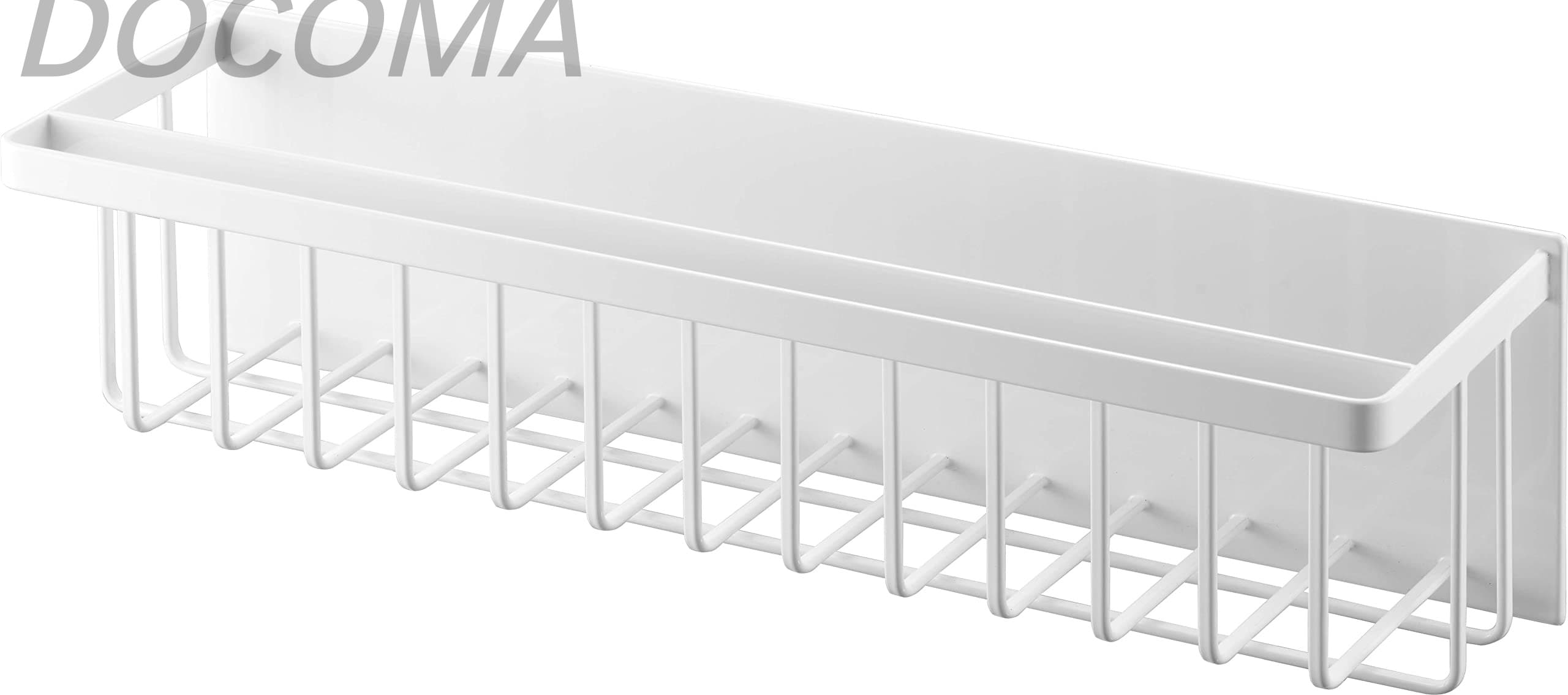 乐天商城 - 【送料無料】マグネット バスルームバスケット ワイド ホワイト 約W44.3×D12.3×H12cm タワー tower 浴室ラック フック付き 奥行スリム 浮かせる収納 3769