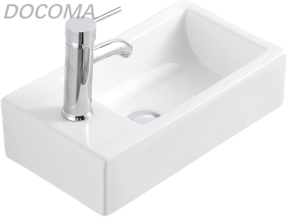 乐天商城 - 【送料無料】手洗い器 壁掛け 手洗器 陶器 洗面ボウル 洗面台 おしゃれ 手洗いボウル 壁付け型 37*18*9CM 蛇口左?