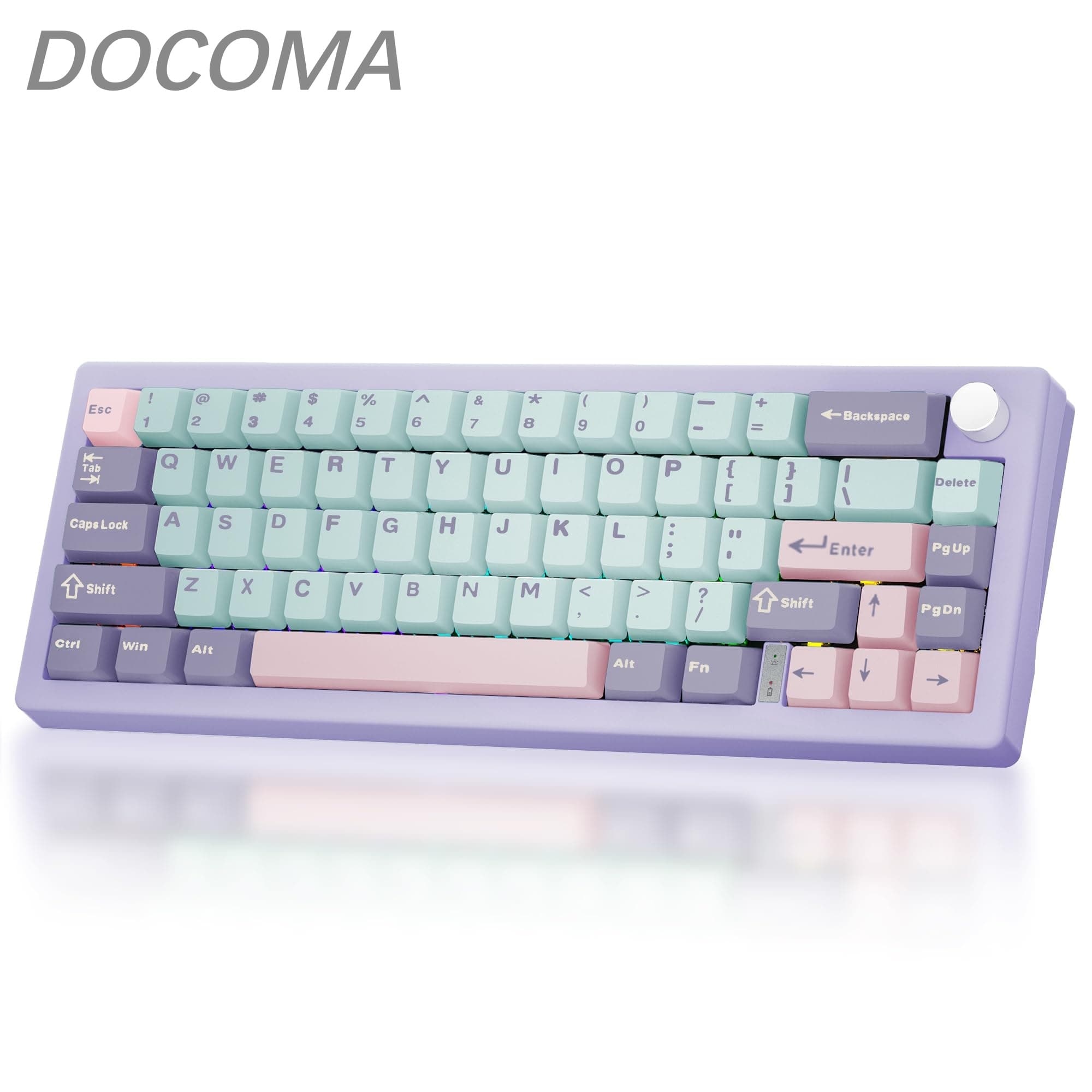 【送料無料】BOYI GMK67-65% メカニカルキーボード、ガスケットマウント ホットスワップ可能 BT5.0/Type-C/2.4Gワイヤレス南向きRGB、チェリープロフィール PBTキーキャップ リニア潤滑スイッチ カスタムゲーミングキーボード (パープル)
