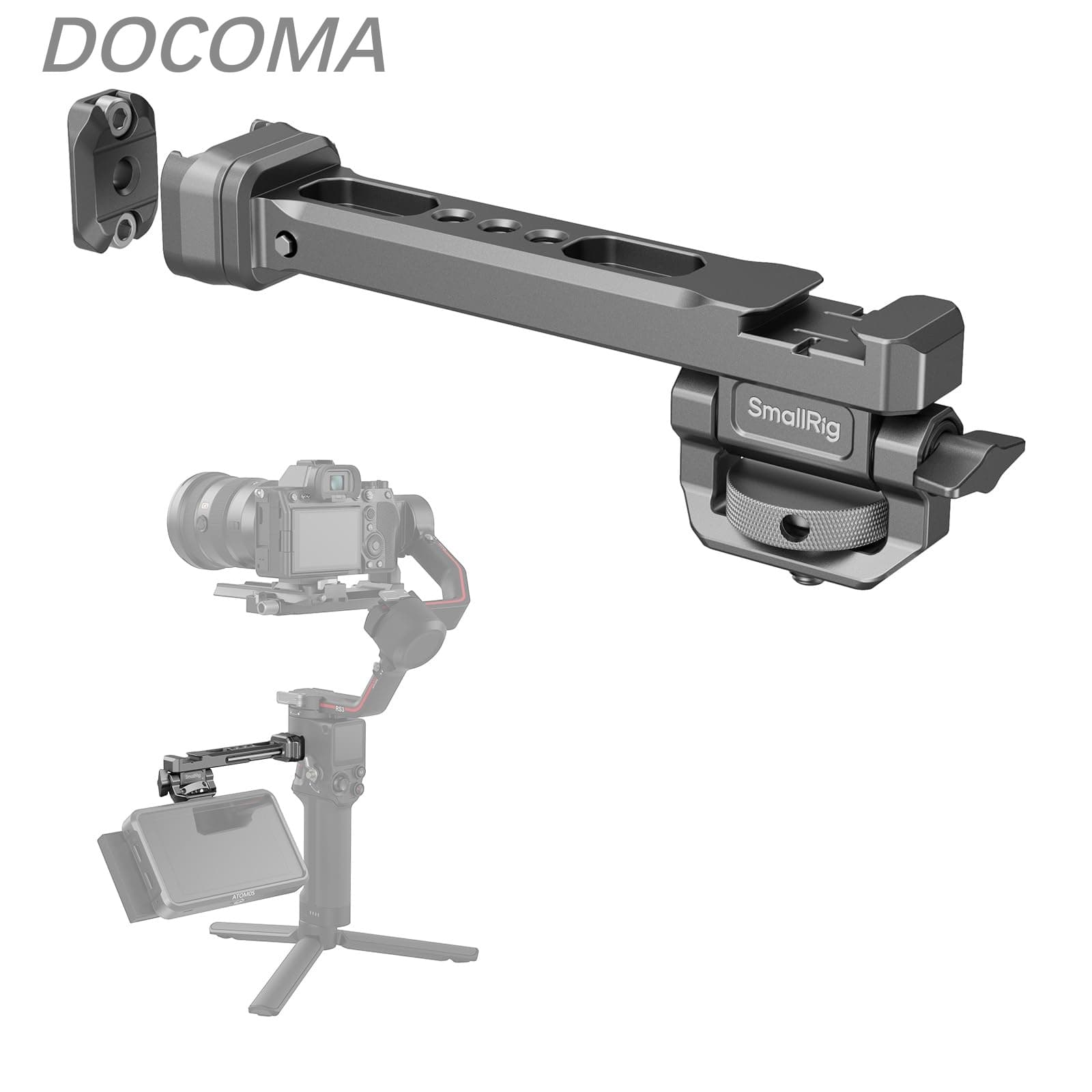 HawkLock クイックリリース調節可能カメラモニターマウント NATOレールとコールドシュー 傾斜165°調節可能 DJI RS 4 Pro/RS 4 / RS 3 Mini/RS 3 Pro/RS 3 / RSC 2 / RS 2スタビライザー用 4637