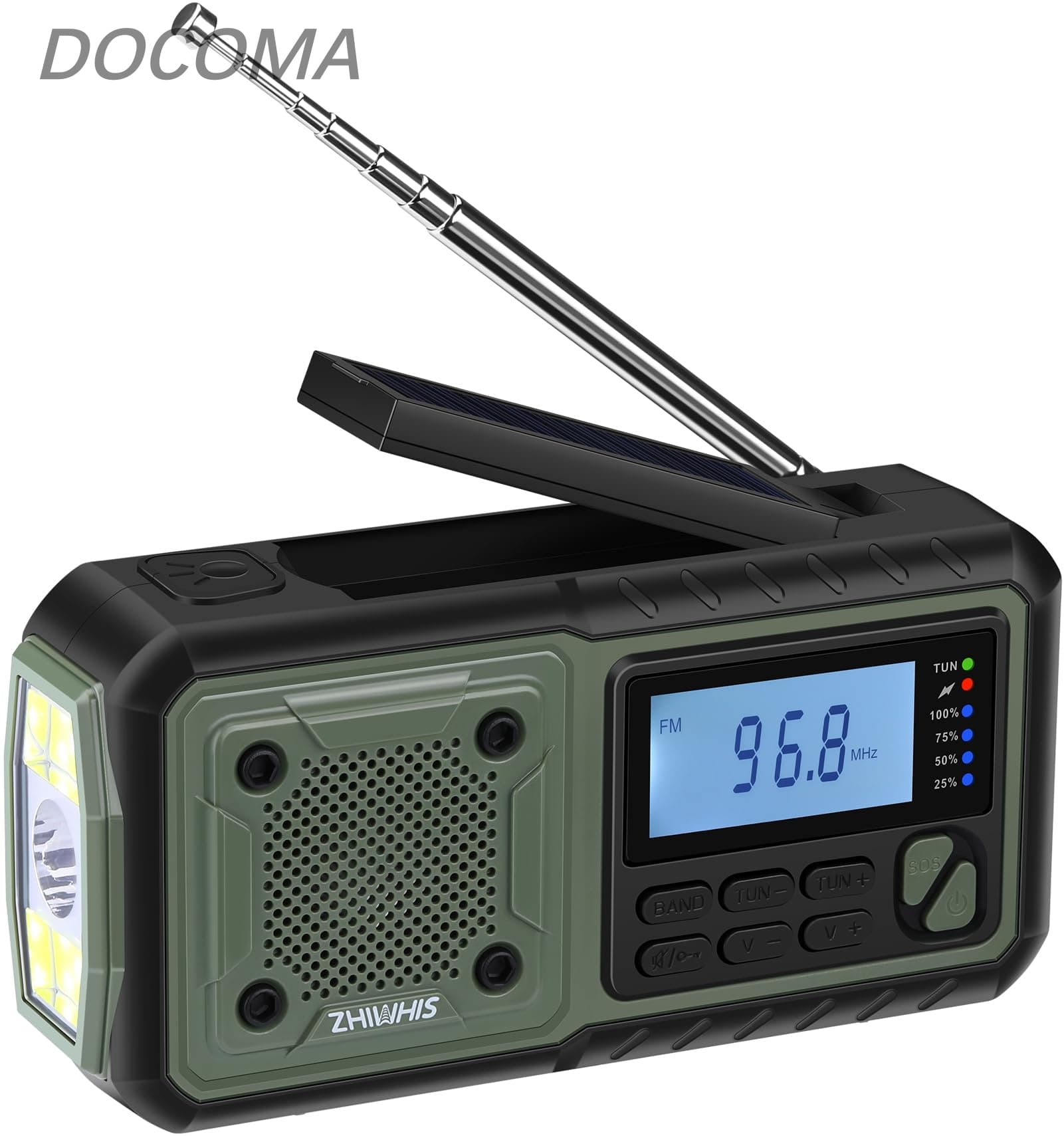【送料無料】防災ラジオ 5000mAh 短波/FM/AM/ワイドFM対応 懐中電灯 ソーラー/手回し/USB-C充電/乾電池使用可能【イヤホン対応/SOSアラート】アウトドア 携帯小型 震災 台風 津波 停電緊急対策 新登場ZWS-376