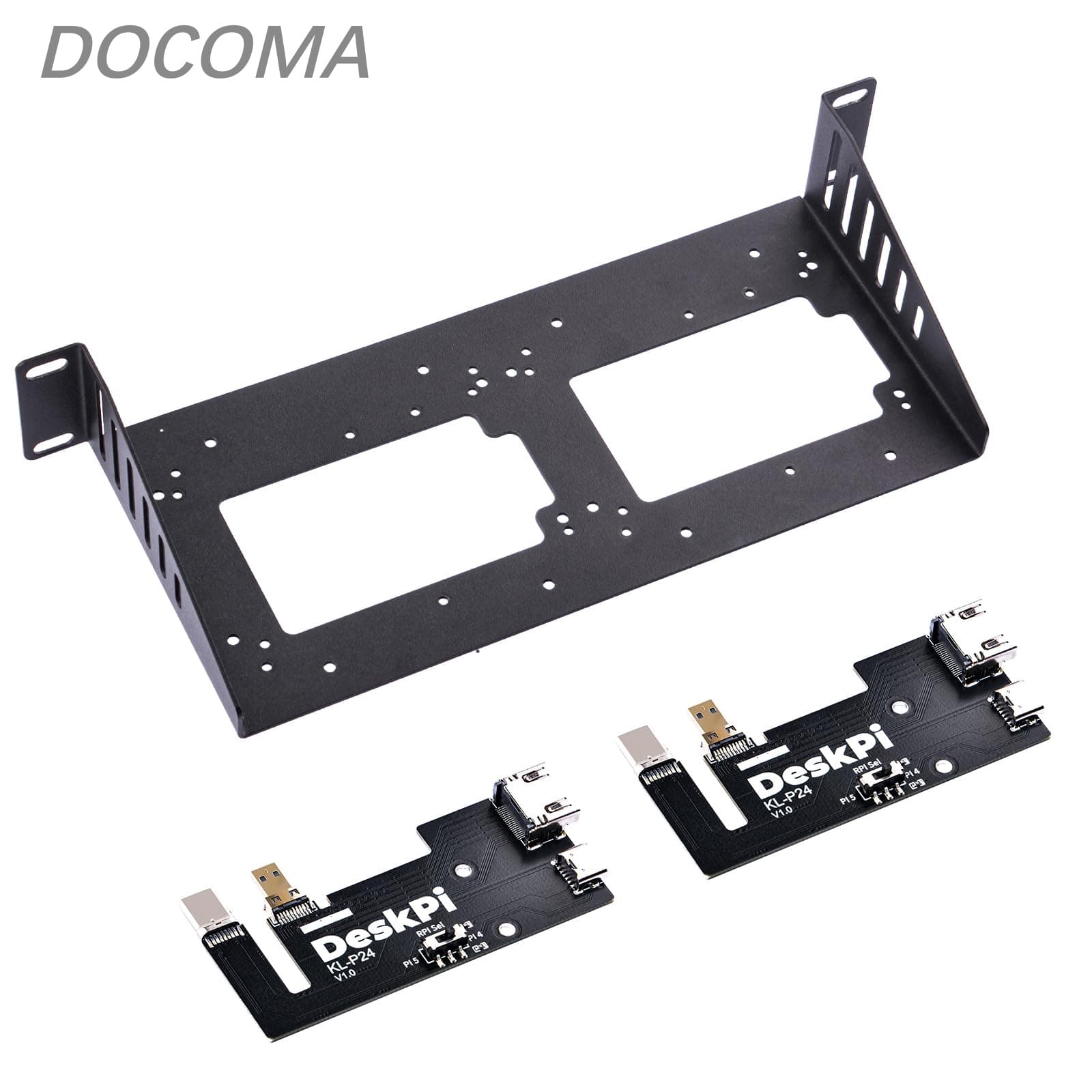 Rakuten - 【送料無料】DeskPi RackMate アクセサリ SBC シェル 10 インチ 1U ラック、Raspberry Pi 5 / Pi 4B 用 Micro HDMI から HDMI アダプタ ボード x 2 付き、T0/T1/T2に適用