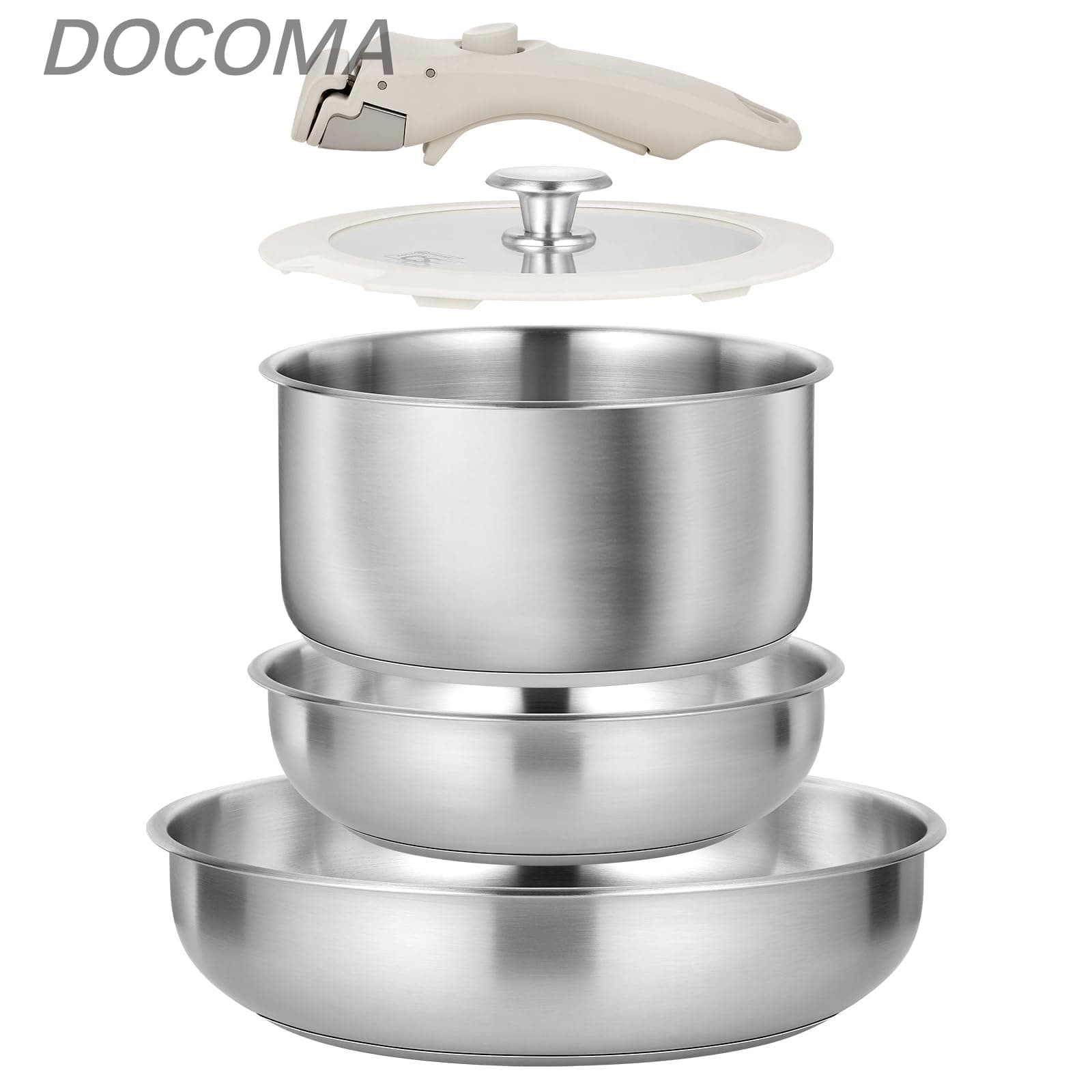 KOCH SYSTEME CS ステンレス フライパン セット 7点 鍋セット とってのとれる 蓋付き IH ガス火対応 長持ち 食洗機対応 オーブン対応 PTFE PFOA PFOS フリー