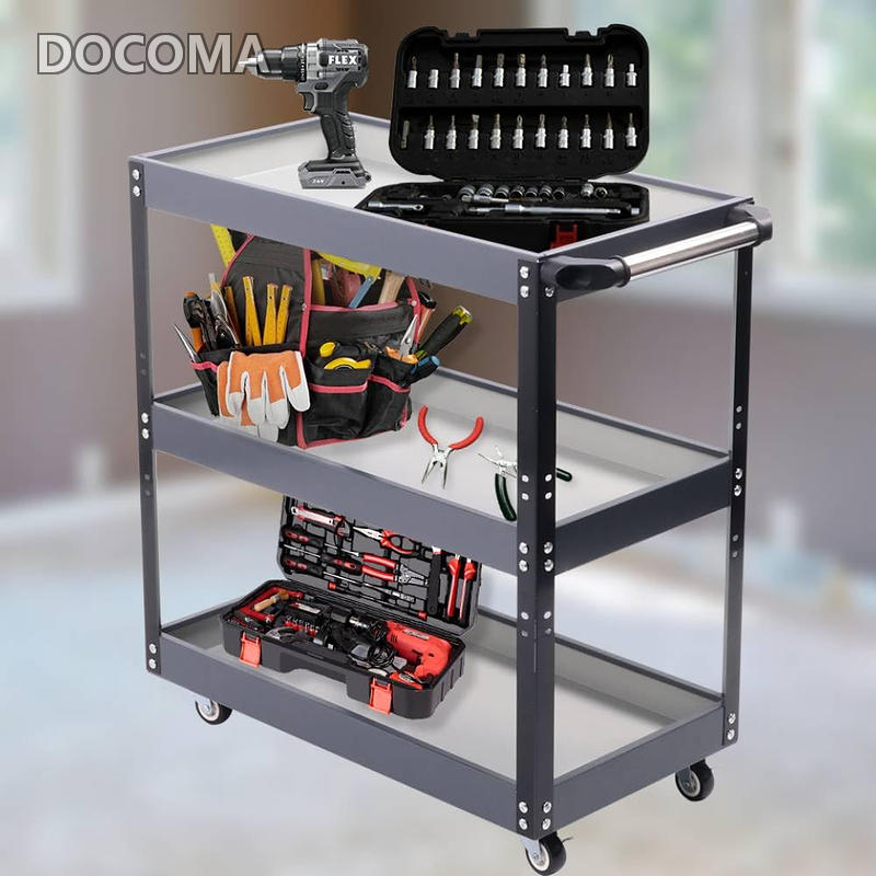 乐天商城 - 【送料無料】Bonarca ツールカート 3段 大型 ツールワゴン 【ストッパー付き】 工具 ワゴン スチール キャスター付き キャリー 工具カート キャビネット 台車 収納 ドライバー トレー ガレージ 可動式 運搬 作業 倉庫 修理 工場 ツールボックス