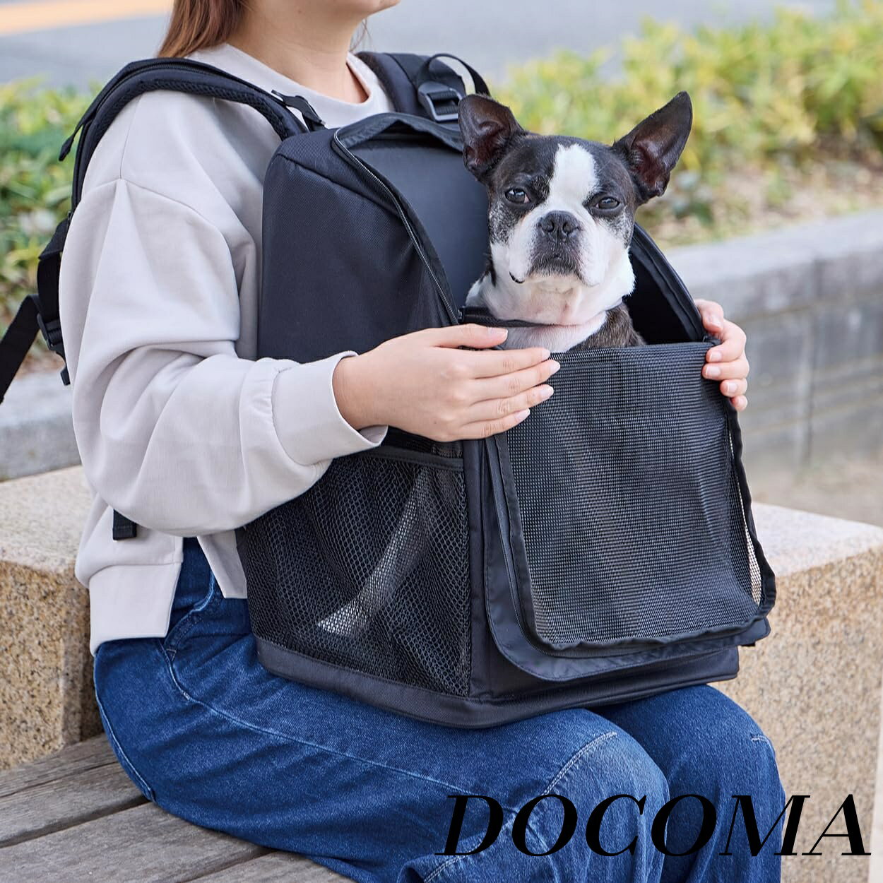 乐天商城 - 【まとめ買いで最大500円OFFクーポン!】【送料無料】犬猫用キャリーバッグ 前に抱えて見守れる ペットリュックキャリー ブラック