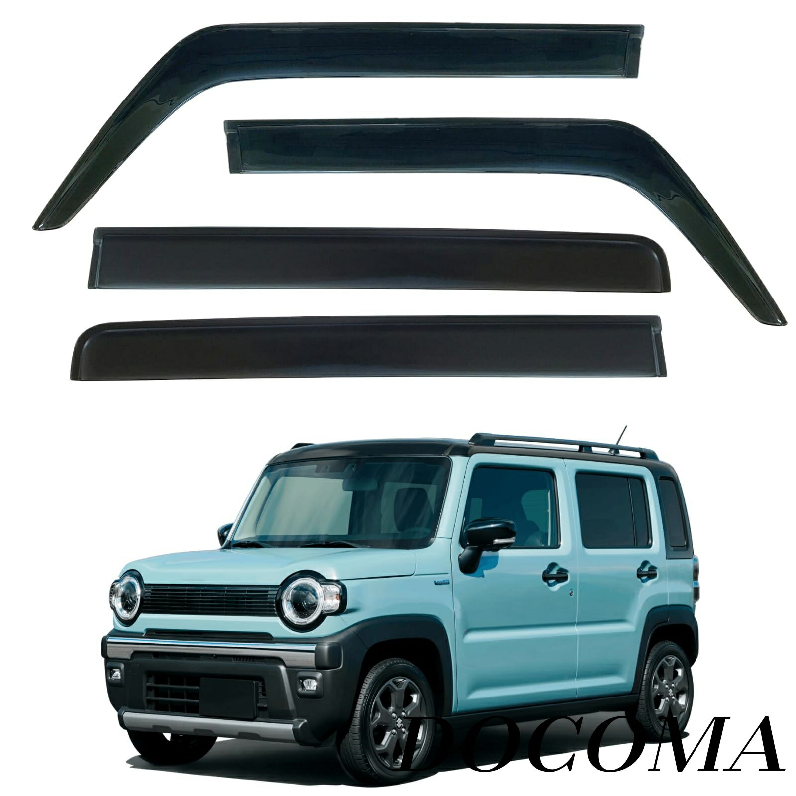 乐天商城 - 【まとめ買いで最大500円OFFクーポン!】【送料無料】サイドバイザー ハスラー mr92s mr52s R2.1から現行対応 ドアバイザー ウィンドウバイザー 強力両面テープ 泥除け 日よけ 雨除け カスタムパーツ スモーク 外装アクセサリー 4枚セット