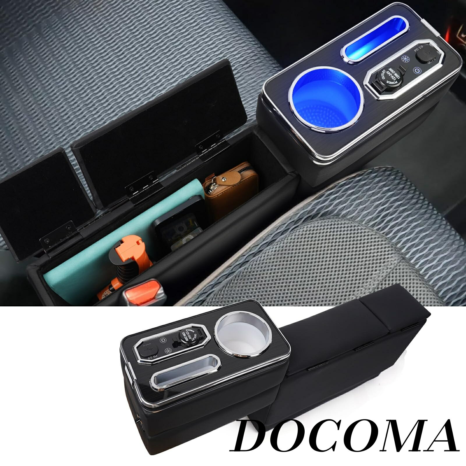 乐天商城 - 【まとめ買いで最大500円OFFクーポン!】【送料無料】ハスラー コンソールボックス MR52系/MR92系 アームレスト フロアコンソールトレー装着車専用 大容量収納 Type-C QC3.0 USBポート付き 7色調光 明るさ調整 取付簡単 コンソールボックス MR52S MR92S Xグレード 2020年1月?