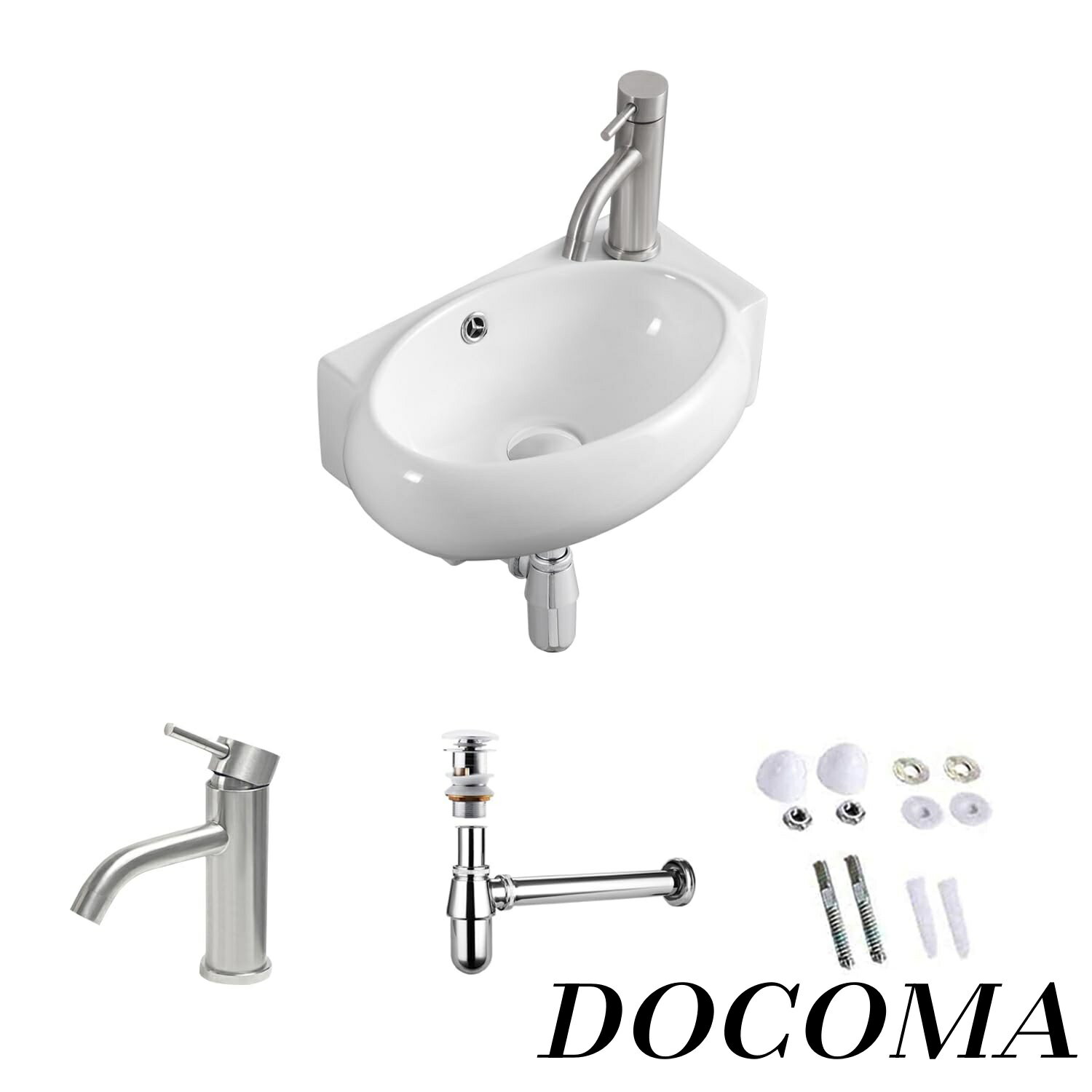 乐天商城 - 【まとめ買いで最大500円OFFクーポン!】【送料無料】オシャレ 手洗い器 壁掛け 手洗器セット 小型洗面ボウル 洗面ボール 洗面台 壁付け型 手洗いボウル 陶器 手洗い台 425*285*150mm (右側)