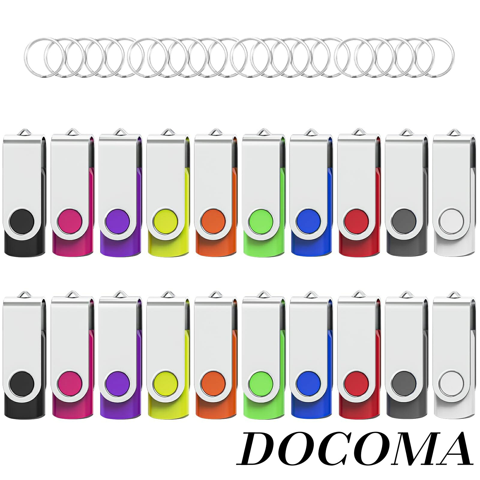 【まとめ買いで最大500円OFFクーポン!】【送料無料】1GB 20個セットWooolken USB2.0 高速 データ転送 360度回転式設計 ?サムドライブ キーチェーン付き メモリスティック USB ドライブ ペンドライブ PC ノートパソコン用