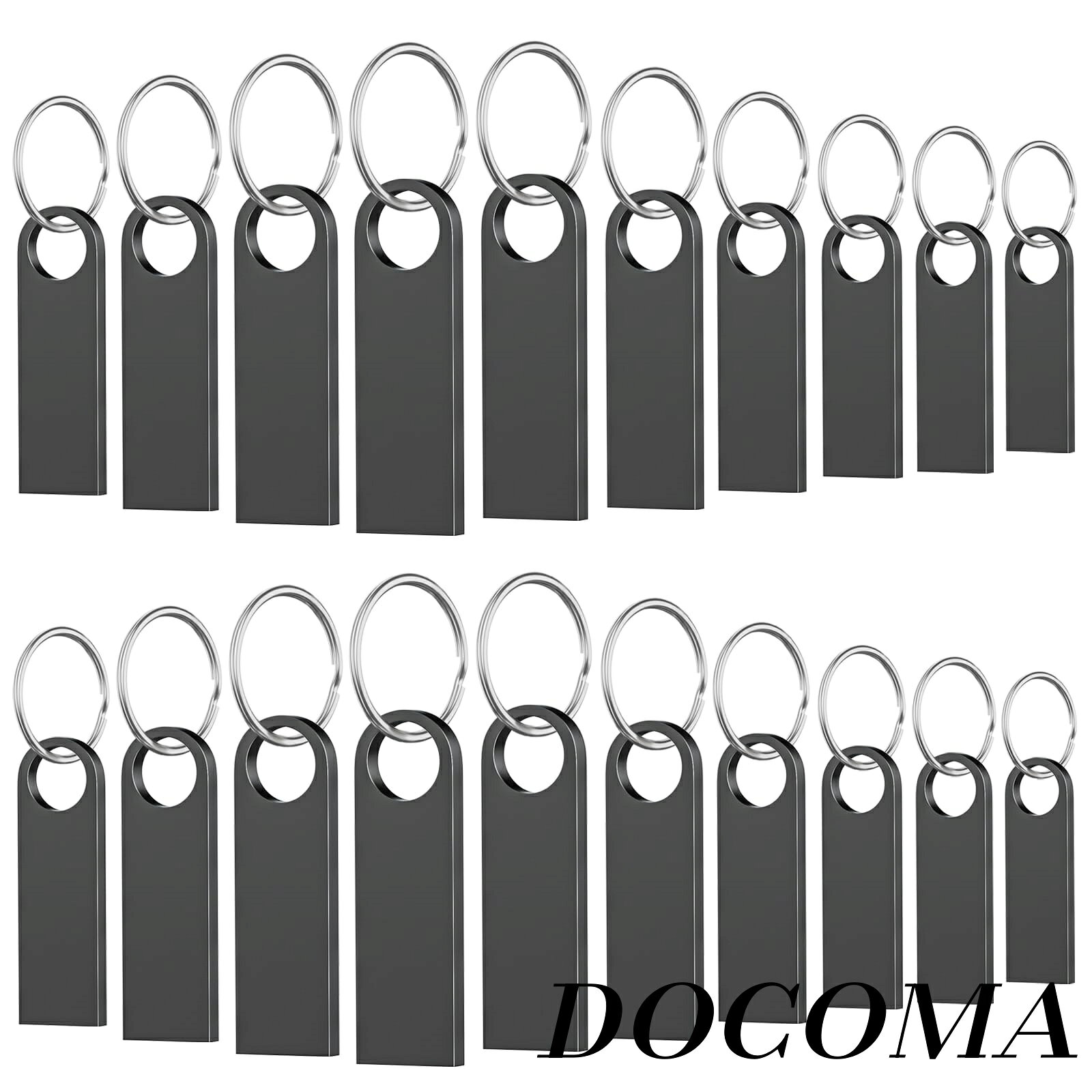 【まとめ買いで最大500円OFFクーポン!】【送料無料】2GB 20個セットキーチェーン付きWooolken 洗練されたメタルUSB 2.0サムドライブ メモリスティック PC ノートパソコン用