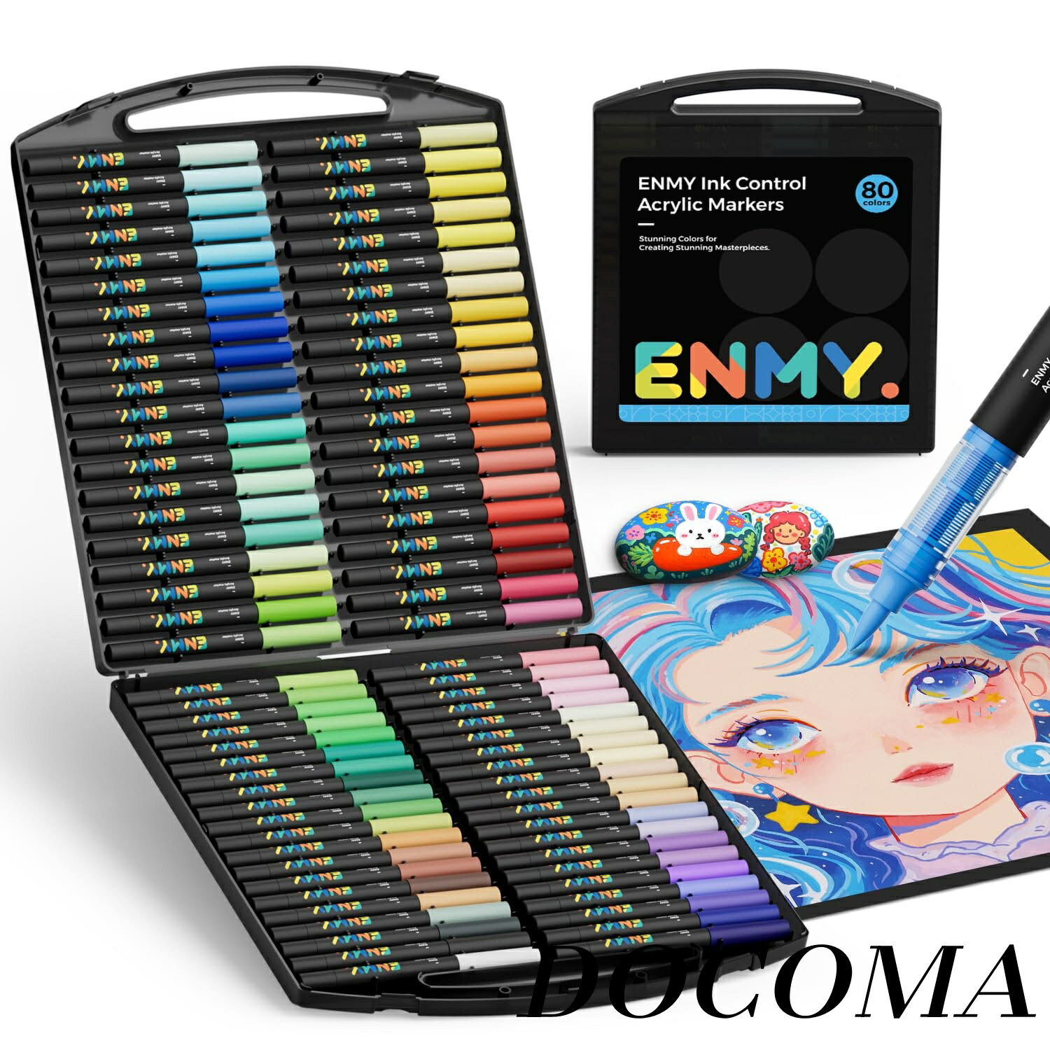 【まとめ買いで最大500円OFFクーポン!】【送料無料】80色セット 直液式 アクリルマーカー イラストマーカー 水性 筆ペン アートマーカー 美術 漫画 ファブリック 編み物マーカー キャンバス/ガラス/木 布用ペン テキスタイル用 カラーペン
