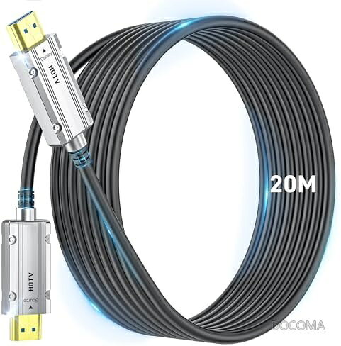 HDMI 2.1 ケーブル 光ファイバー 20m 8K 48Gbps 超高速伝送 長距離配線 信号無損失 Dynamic HDR eARC VRR ALLM PS5 Xbox ゲーミング PC TV 対応 高耐久 長期保証