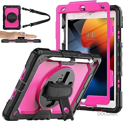 商品の特徴・対応機種: iPad第9世代 7世代 第8世代 10.2インチ2021.2019/2020専用デザインです。適用のiPad型 番：（モデルA2602 A2603 A2604 A2605 /A2197 / A2198 / A2200/A2270/A2428/A2429）であり、他のiPadモデルと互換性 がありません・画面保護フィルム付き&amp; iPad 10.2 ペンホルダー：高品質な耐衝撃、傷つけ防止の保護保護フィルムとiPad 10.2 ケース 第7世代が一体になり、とても便利と安全です。また pencilを収納できる便利なペンシルホルダーが搭載されています。収納や持ち運びに便利です、いつでもどこでもipad 10.2を快適に楽しめます・多角度回転スタンド機能＆ハンドベルト: 本iPad 7世代 ケースは横置きにも縦置きにも、手に持たず机などに置いて映画やアニメの視聴などを楽しむことができます。ハンドホルダーを使用すれば、長時間片手で iPod 10.2を持っても手が疲ませんし、落下の危険を軽減する事が出来ます・ショルダーストラップ備わり: 取り外し、長さ調整可能のショルダーベルトでお出掛け時の持ち運びも便利になりますし、外出時にアイパッド 10.2カバー付属のショルダーストラップを車ののシートカバーなど、お好きな場所に掛けることもできます・耐衝撃シリコンと幅広いニーズに対応: 新たに改良された、衝撃吸収シリコン製ボディーは強い衝撃からiPad 7世代 をしっかり保護します。ビジネス、アウトドア、工事、家事など様々なシーンで大活躍。子供、キッズがいる家庭にもおすすめ。耐衝撃で満足できるiPad 10.2 インチ カバーですお客様都合のキャンセルはお控えください。また他モールにて併売を行っており、Amazon 社のFBA マルチチャネルサービスを一部活用しております。梱包にAmazon ロゴの記載やAmazonの配達員が商品をお届け、また置き配になる可能性がございますので予めご了承ください。