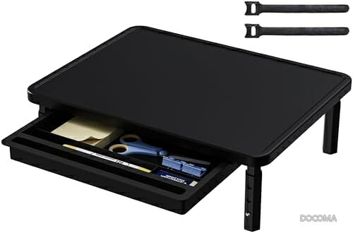 【送料無料】モニタースタンド 高さ調整 机上台 デスクスタンド 3段階調節 耐荷重25KG 大容量引き出し付き 工具不要組立 メラミン天板 猫背防止 リモートワーク ブラック docoma-10067770 ドゥコマ パッケージ画像