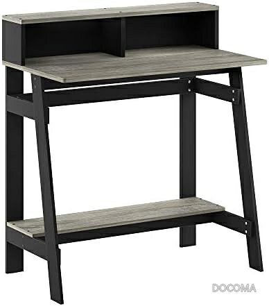 【送料無料】シンプルデスク 幅80×高さ90×奥行42cm ブラック/フレンチオークグレー Aフレーム パソコンデスク 学習デスク おしゃれ 組み立て式 耐久性抜群