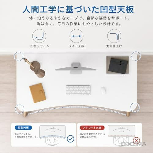 【送料無料】デスク PCデスク 幅80cm 奥行40cm 木製 北欧 おしゃれ シンプル 在宅勤務 リモートワーク 勉強机 仕事用 パソコンデスク 組立簡単 凹型弧 安定感 マット防止 docoma-10066787 ドゥコマ サンプル画像2