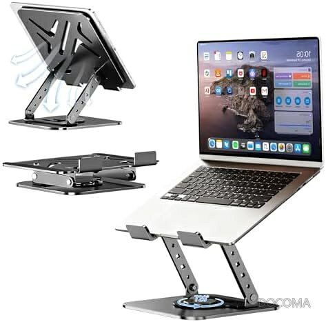 【送料無料】【2026最新型】ノートパソコンスタンド 720度回転 PCスタンド タブレットスタンド 耐荷重5KG 人間工学デザイン 姿勢改善 腰痛猫背解消 折りたたみ式 無段階高さ角度調整 滑り止め 放熱性高い アルミ合金製 17.3インチ対応 テレワーク プレゼン シルバー