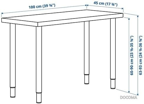 【送料無料】業務用デスク 100×45cm ホワイト 高さ調節可能 63〜93cm 学習机 ゲーミングデスク リモートワーク 簡単組立 ? docoma-10071849 ドゥコマ サンプル画像2