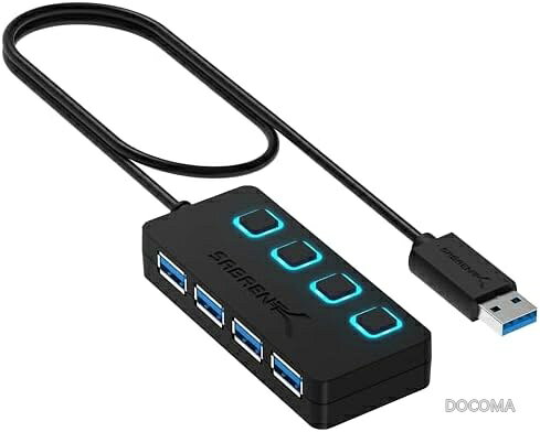 【送料無料】USBハブ 4ポート USB3.0 超高速5Gbps LED電源スイッチ搭載 延長ケーブル60cm プラグアンドプレイ PC・ノートパソコン対応 ドライバ不要