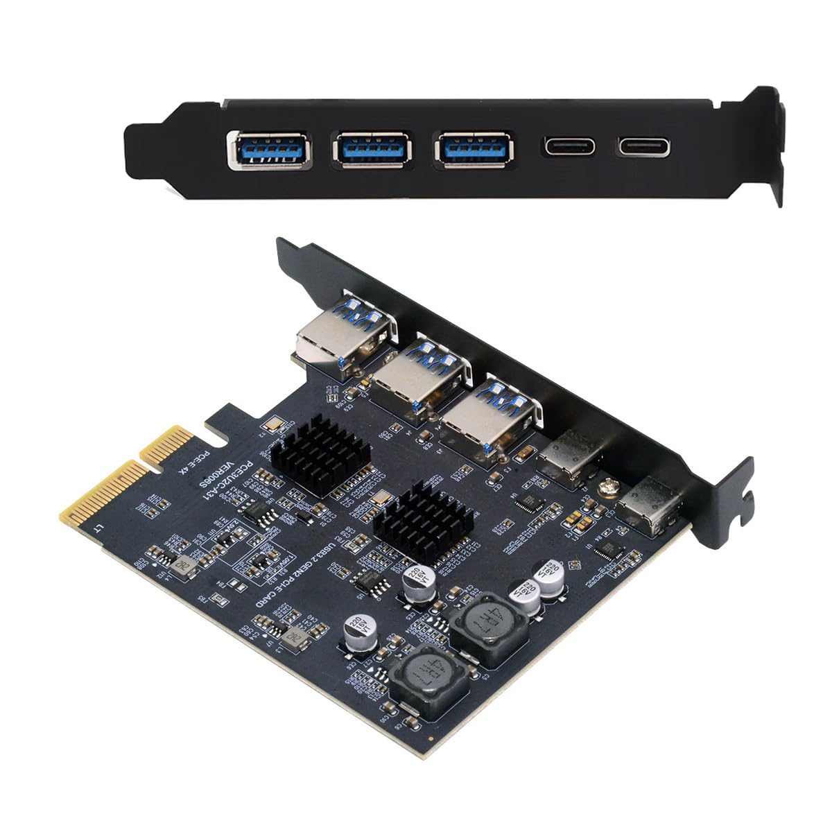 【送料無料】カード 3 つのタイプ A USB3.0 バックパネル ソケットとデュアル USB3.1 タイプ C USB-C から PCI-E エクスプレス カード アダプター ASM3142 VL822