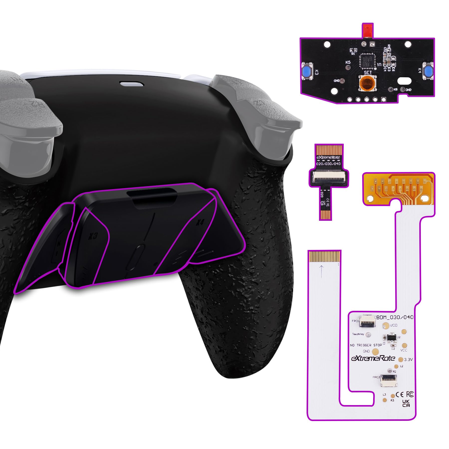 乐天商城 - 【送料無料】ps5コントローラーBDM-030BDM-040BDM-050に対応テクスチャードプラスティック製RISE4 V3背面リマップキット、ps5コントローラー対応アップグレードボード＆バックシェル＆4バックボタン【ブラック
