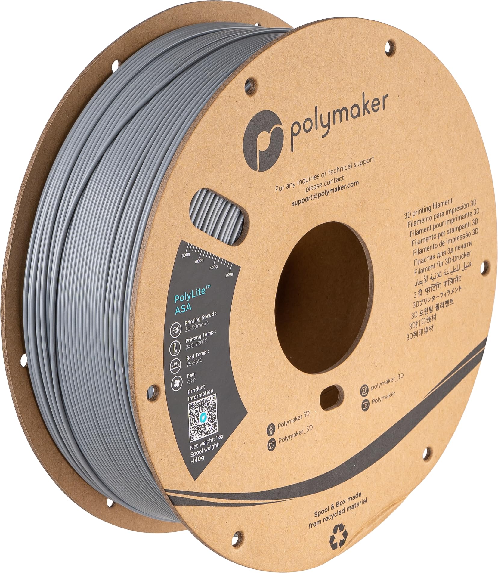Rakuten - 【送料無料】3Dプリンター用高耐候性フィラメント PolyLite ASA 1.75 mm グレー