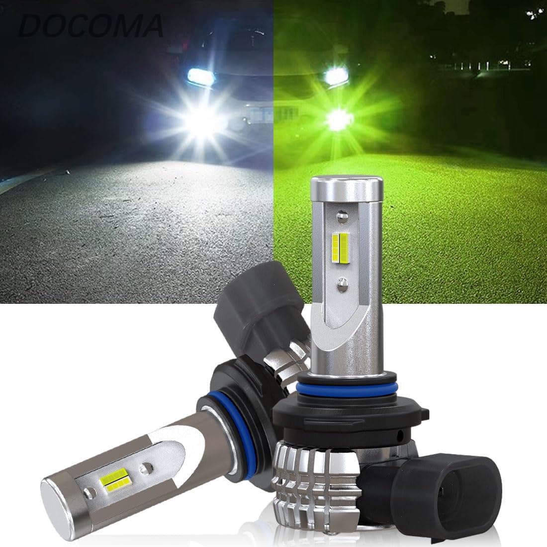 樂天商城 - 【送料無料】led フォグ 2色切り替え hb3 led フォグランプ 爆光 2色 ホワイト/ライムイエロー 車検対応 ファンレス 角度調整 DC12V 12000LM 車用LEDバルブ 2個セット