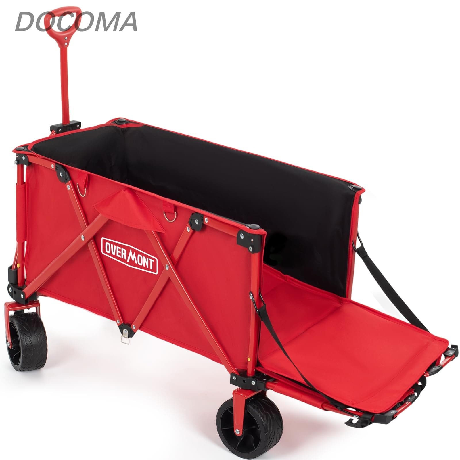 Rakuten - 【送料無料】アウトドアワゴン 150L 大容量 耐荷重約120kg 4輪 特大 キャリーカート キャンプカート ストッパー付 後部展開可 折り畳み コンパクトワンタッチ収束式 花見