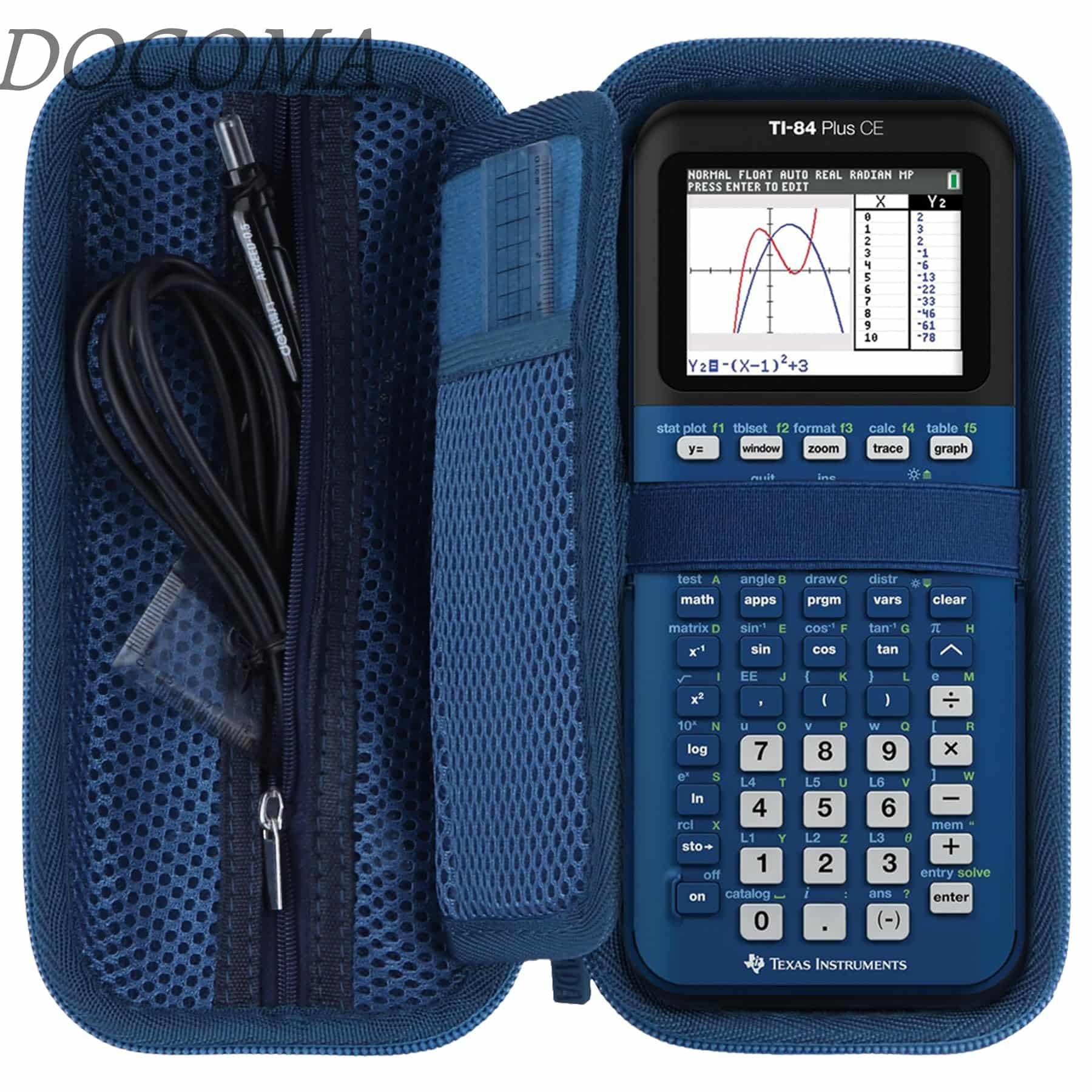 【送料無料】- 収納ケースに適合するTexas Instruments TI-84 Plus CE/TI-84 Plus/TI-85/TI-86/TI-Nspire CX II CAS/TI-Nspire CX IITI-83 Plus/TI-89 Titanium グラフ電卓 (ダークブルー)