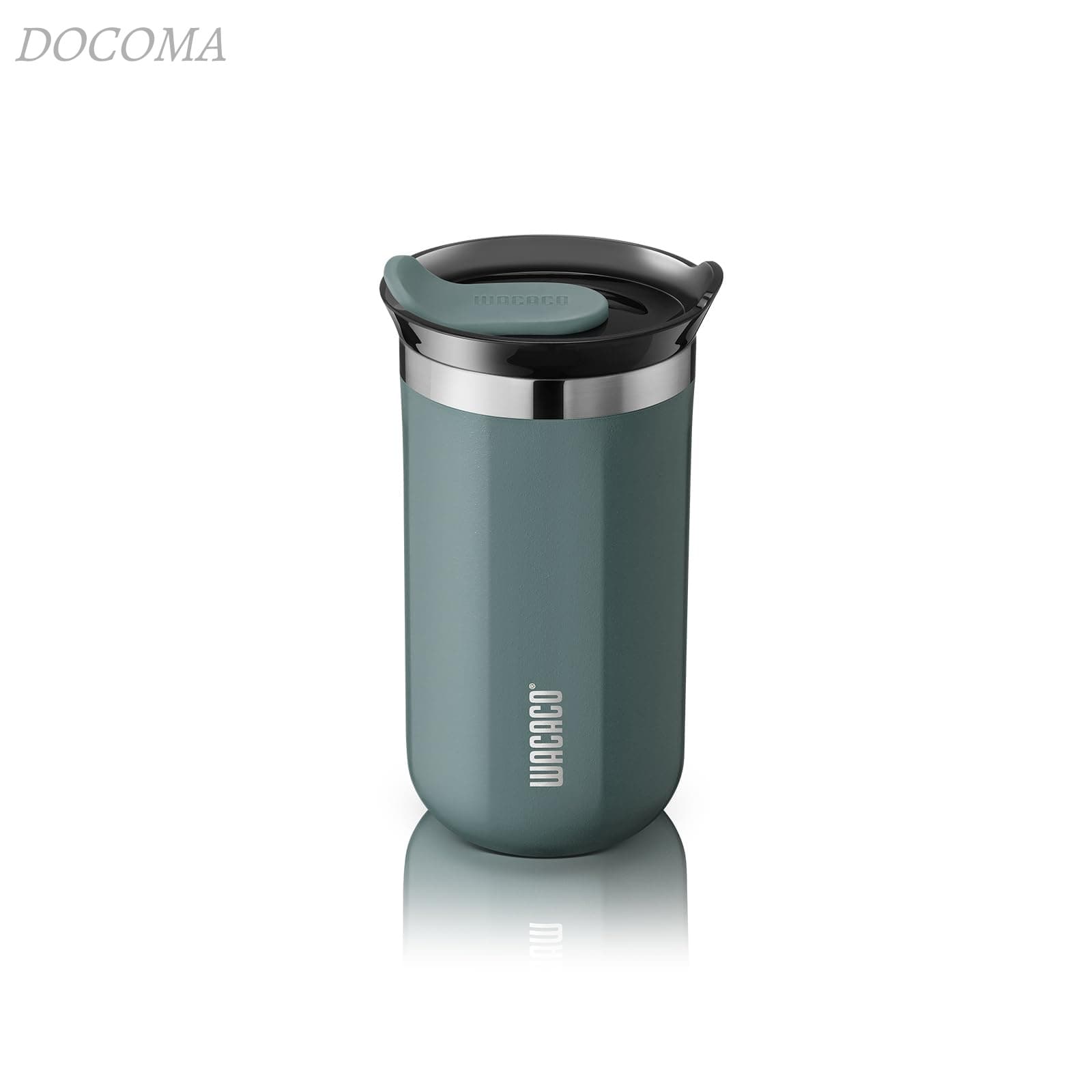 Octaroma Classico真空断熱コーヒーカップ、二重壁ステンレス旅行カップ、飲用蓋付き (Cadet Blue 300ml)