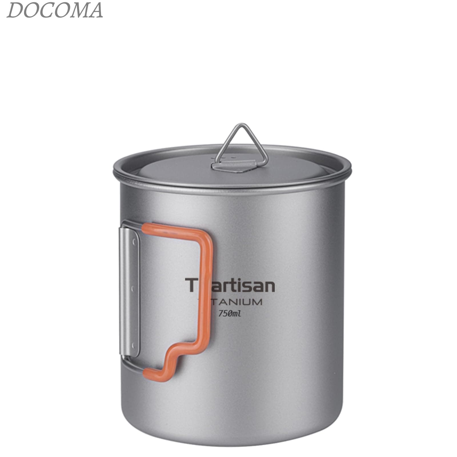 【送料無料】Ti artisan チタンポット 超軽量チタンカップ キャンプ用マグカップ プラスチック折りたたみハンドルと蓋付き アウトドアキャンプ ハイキング バックパッキング 旅行に最適 (グレー 750ML)