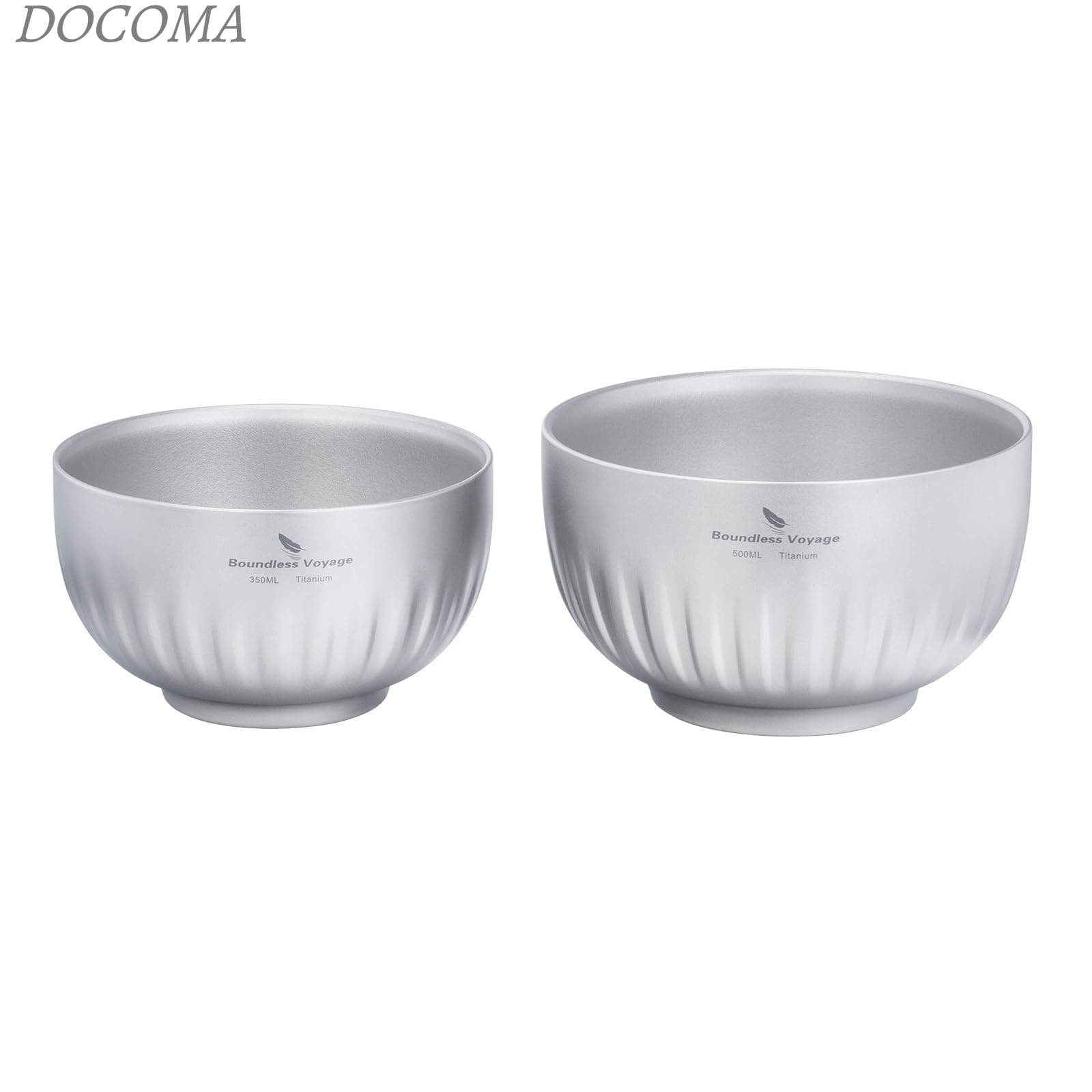 【送料無料】Boundless Voyage チタンお茶碗 中空二重構造 チタン製ボウル 350ml/500ml セットダブルボウル 子供用 大人用 ラーメン鉢 ご飯お椀 スープ ライスボウル 耐熱 軽量 チタン食器 アウトドア キャンプ用品 収納袋付き(350/500ml セット)Ti1166T