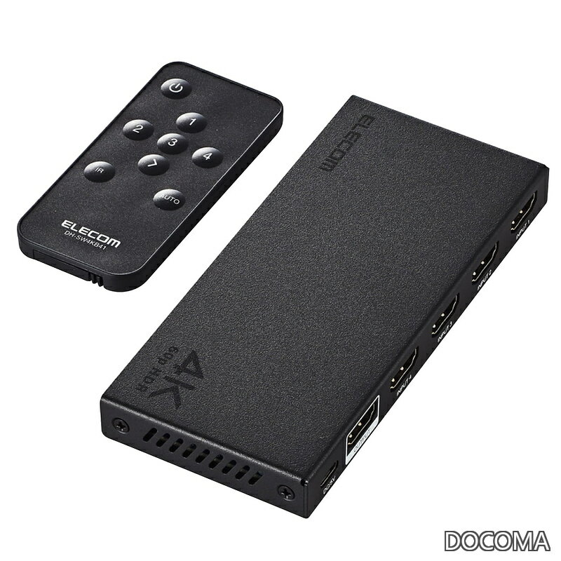 Rakuten - 【送料無料】HDMI切替器 4K 60Hz 4入力1出力 リモコン付き 【自動・手動切替が選べる】 PS5・4 / Nintendo Switch/Fire TV Stick 他 DH-SW4KB41BK/E