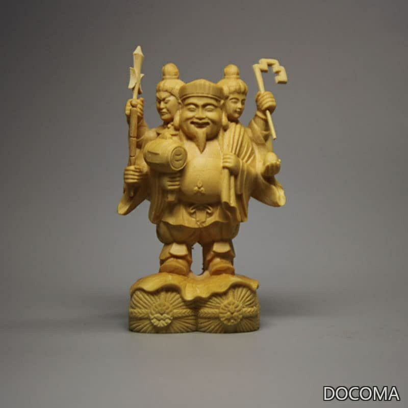 乐天商城 - 【送料無料】＿三面大黒天 木彫り 仏像 七福神 置物 厄除け 開運(Size:10cm)