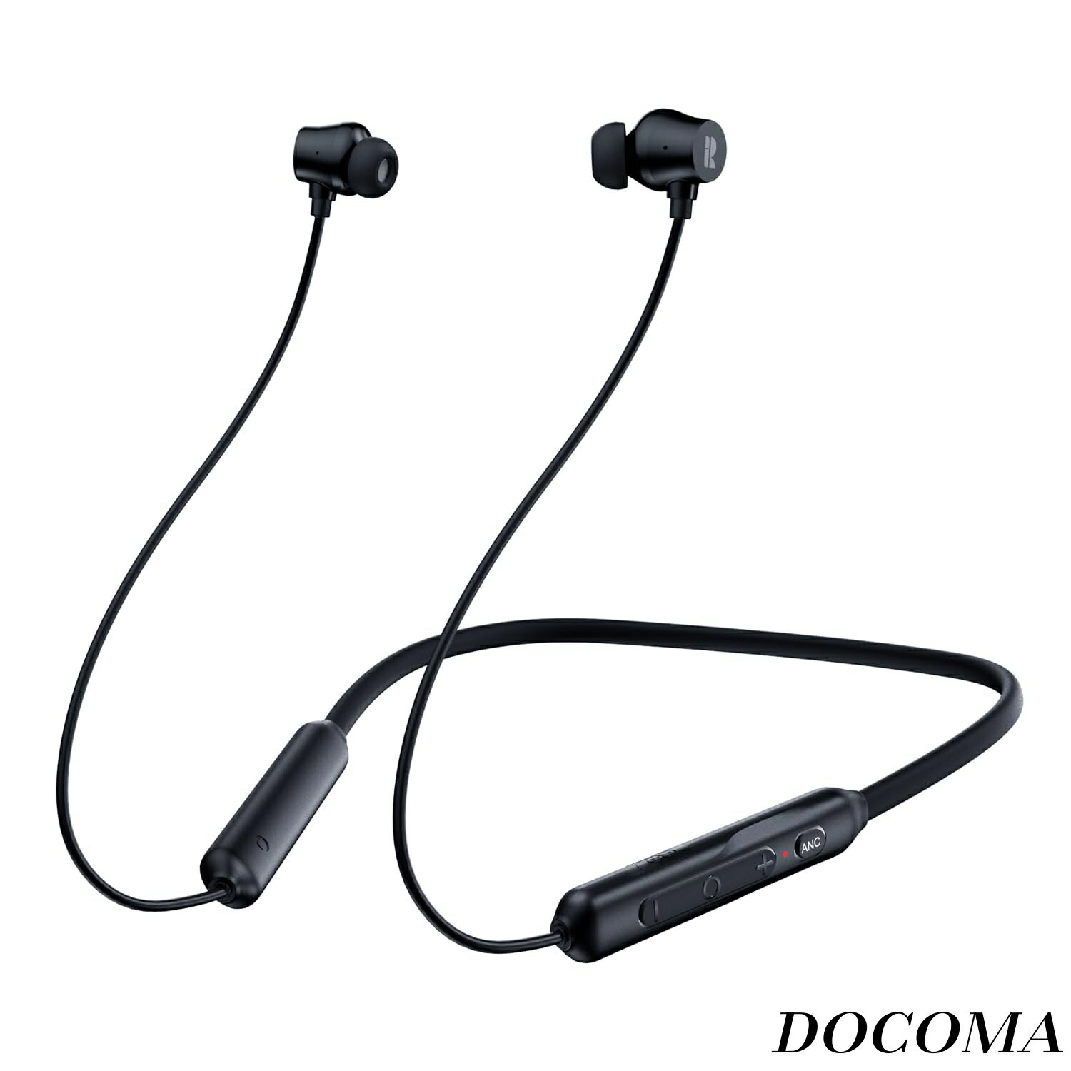 【まとめ買いで最大500円OFFクーポン!】【送料無料】Bluetooth イヤホン ネックバンド型 ノイズキャンセリング ANC搭載 ENC通話 60時間再生 マグネット式ネックバンド IPX6防水 V5.3 ワイヤレスイヤホン Type-C急速充電 通勤・在宅・オフィスに最適 docoma-10000211 ドゥコマ パッケージ画像